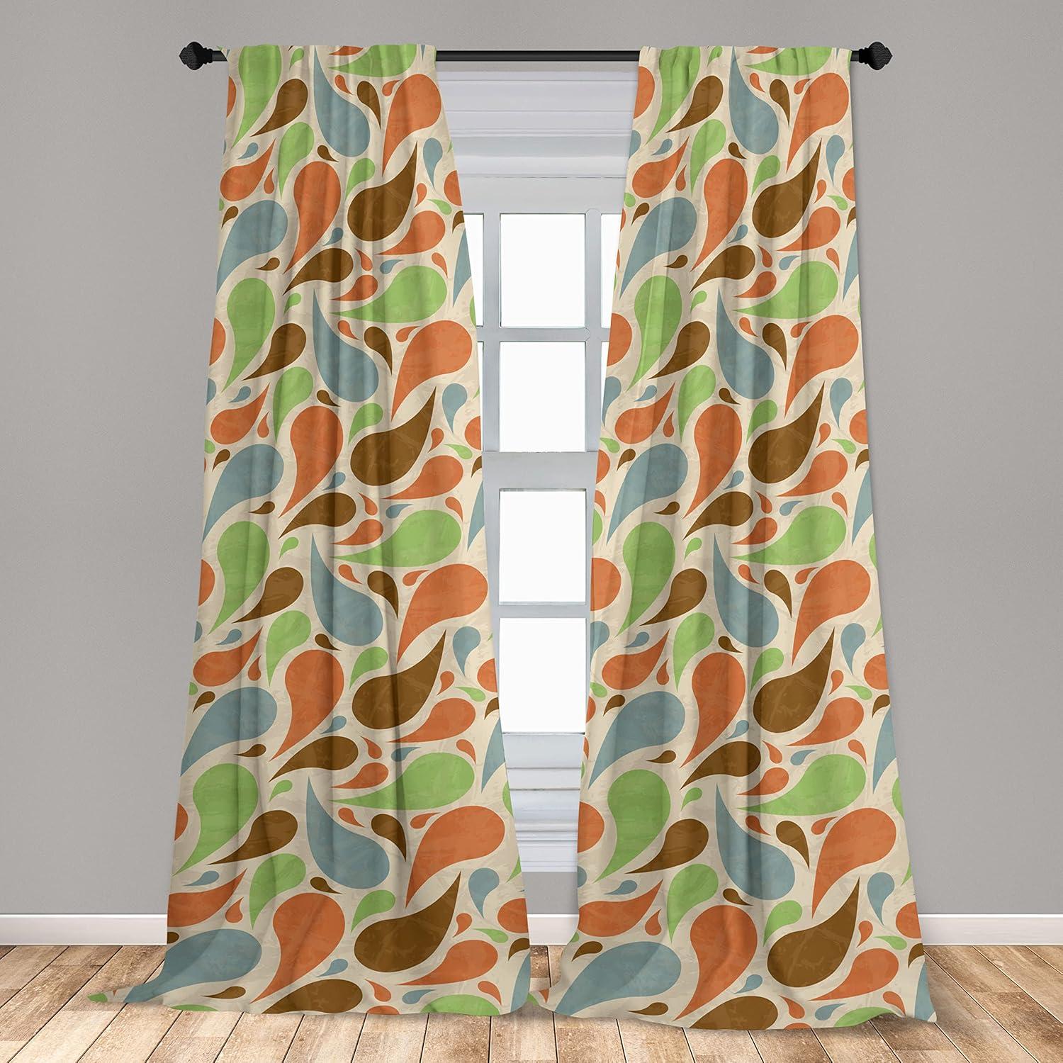 imageAmbesonne Neutral Boho Curtains Grunge Vibes Creamy Colored Forms Pattern Wild Nature Themed Print Window Treatments 2 Panel Set for Living Room Bedroom Pair of 28 x 63 Avocado Green EggshellBurnt Sienna Cadet Blue
