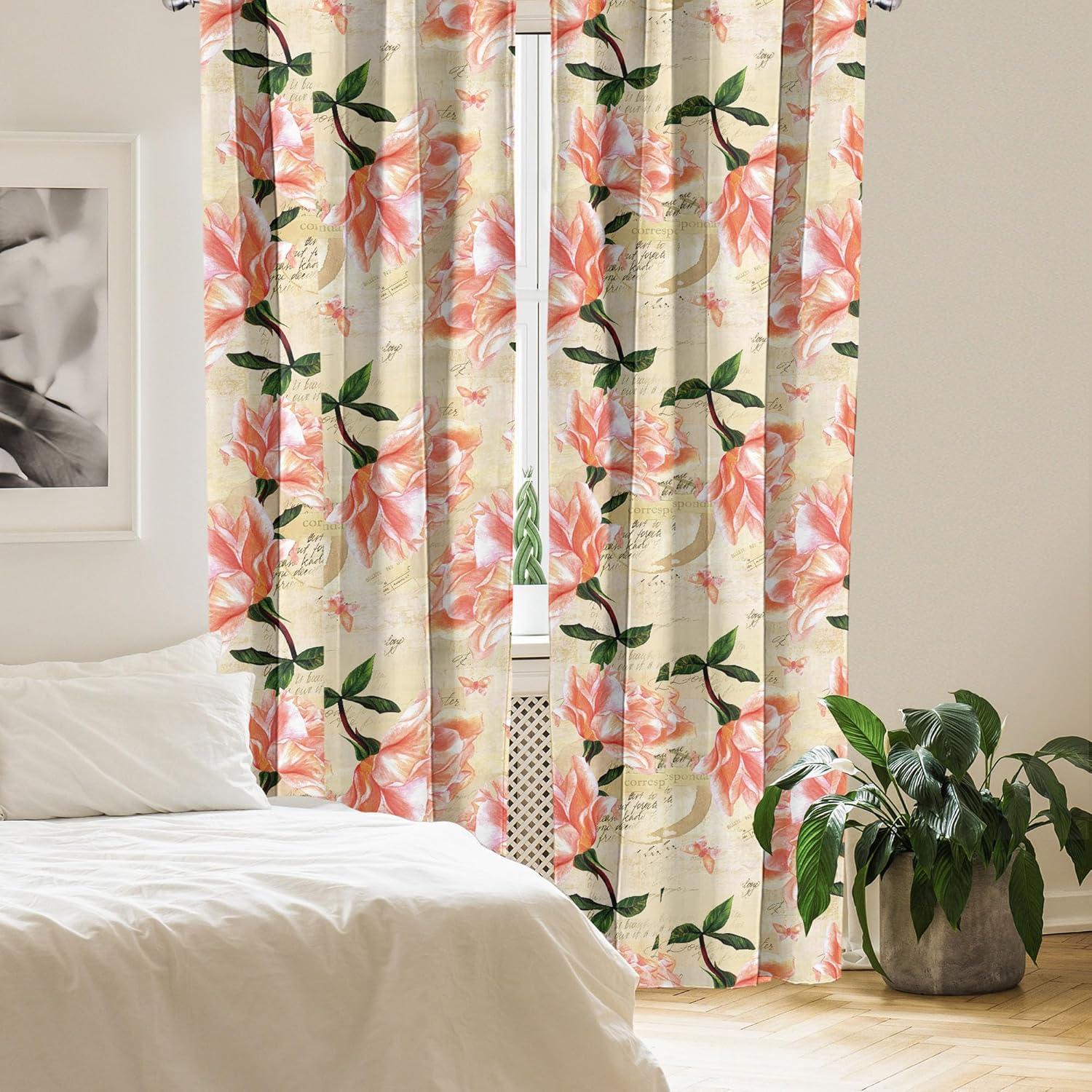 imageAmbesonne Neutral Boho Curtains Grunge Vibes Creamy Colored Forms Pattern Wild Nature Themed Print Window Treatments 2 Panel Set for Living Room Bedroom Pair of 28 x 63 Avocado Green EggshellBeige Coral and Green