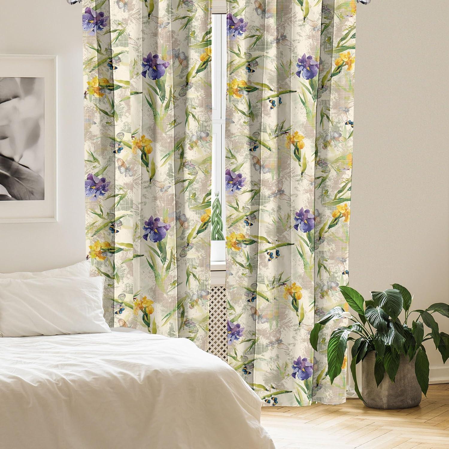 imageAmbesonne Neutral Boho Curtains Grunge Vibes Creamy Colored Forms Pattern Wild Nature Themed Print Window Treatments 2 Panel Set for Living Room Bedroom Pair of 28 x 63 Avocado Green EggshellCream Mustard Blue Violet
