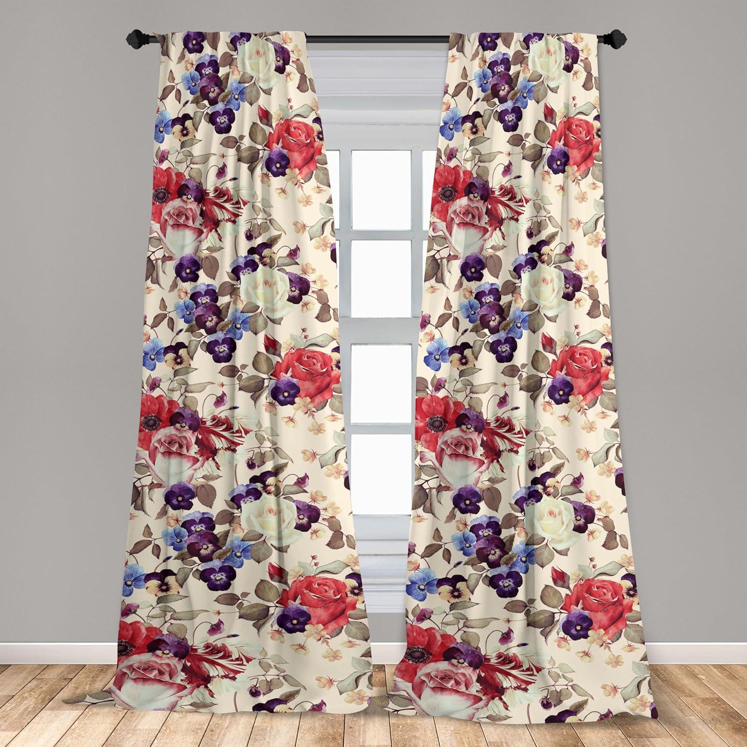 imageAmbesonne Neutral Boho Curtains Grunge Vibes Creamy Colored Forms Pattern Wild Nature Themed Print Window Treatments 2 Panel Set for Living Room Bedroom Pair of 28 x 63 Avocado Green EggshellDark Coral and Champagne