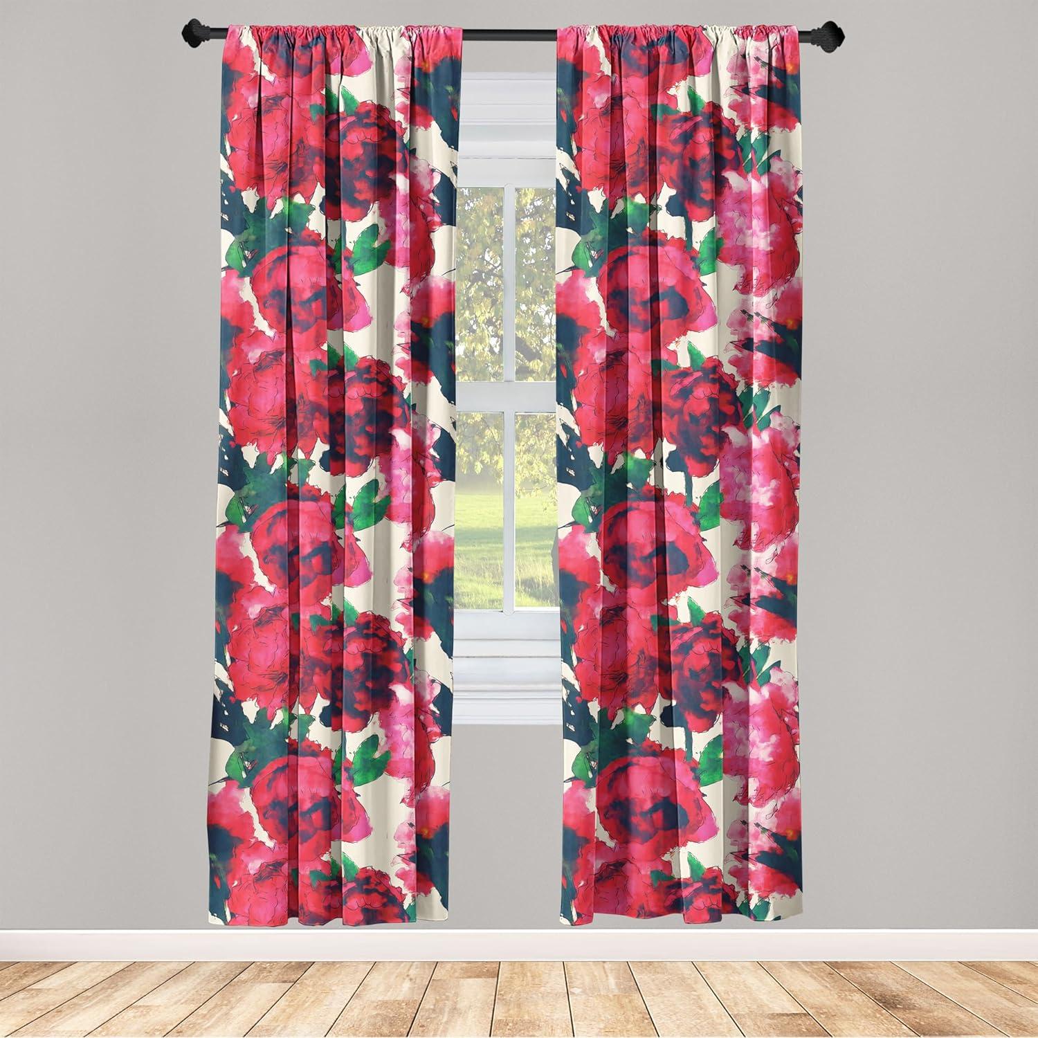 imageAmbesonne Neutral Boho Curtains Grunge Vibes Creamy Colored Forms Pattern Wild Nature Themed Print Window Treatments 2 Panel Set for Living Room Bedroom Pair of 28 x 63 Avocado Green EggshellDark Coral Champagne