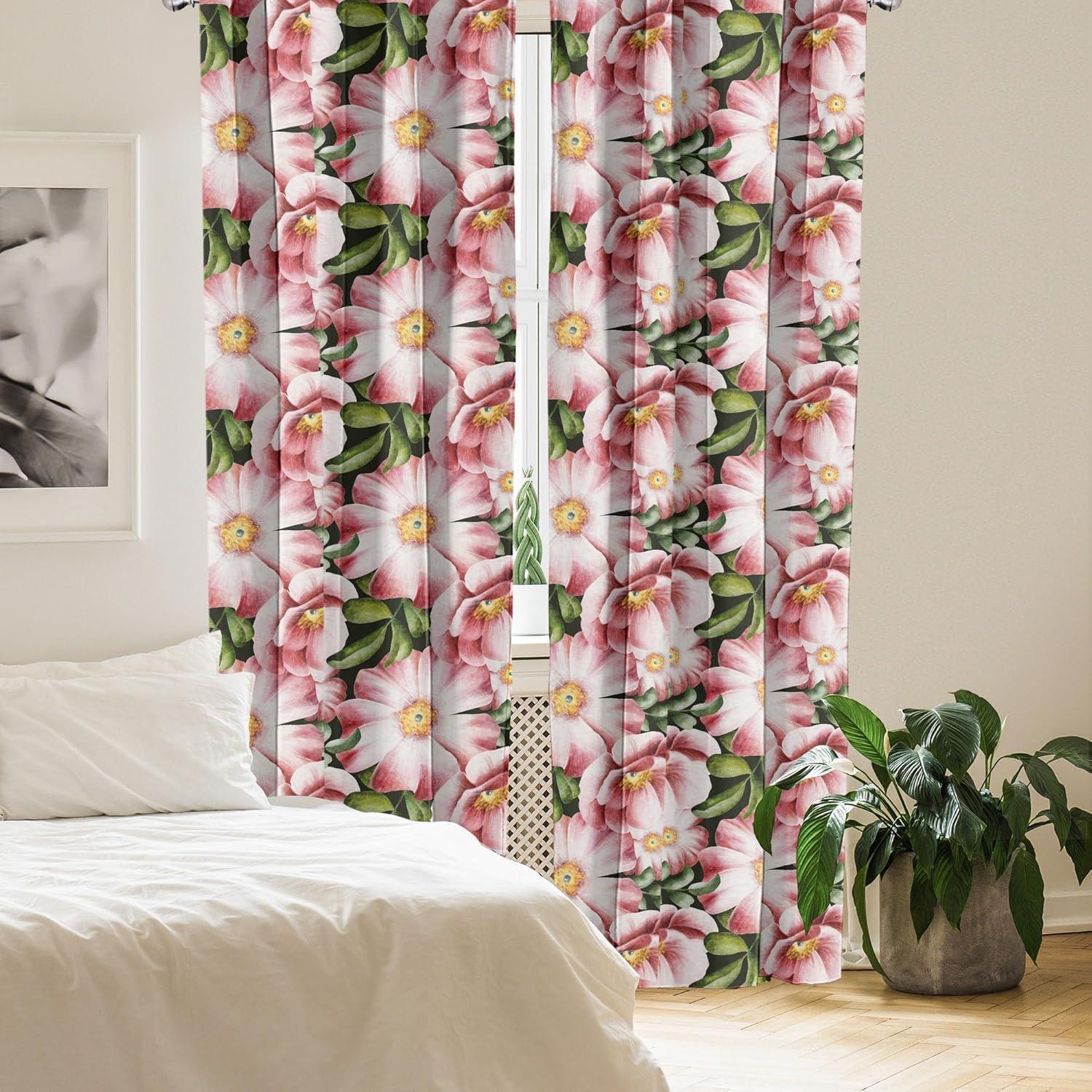 imageAmbesonne Neutral Boho Curtains Grunge Vibes Creamy Colored Forms Pattern Wild Nature Themed Print Window Treatments 2 Panel Set for Living Room Bedroom Pair of 28 x 63 Avocado Green EggshellPistachio Green Blush