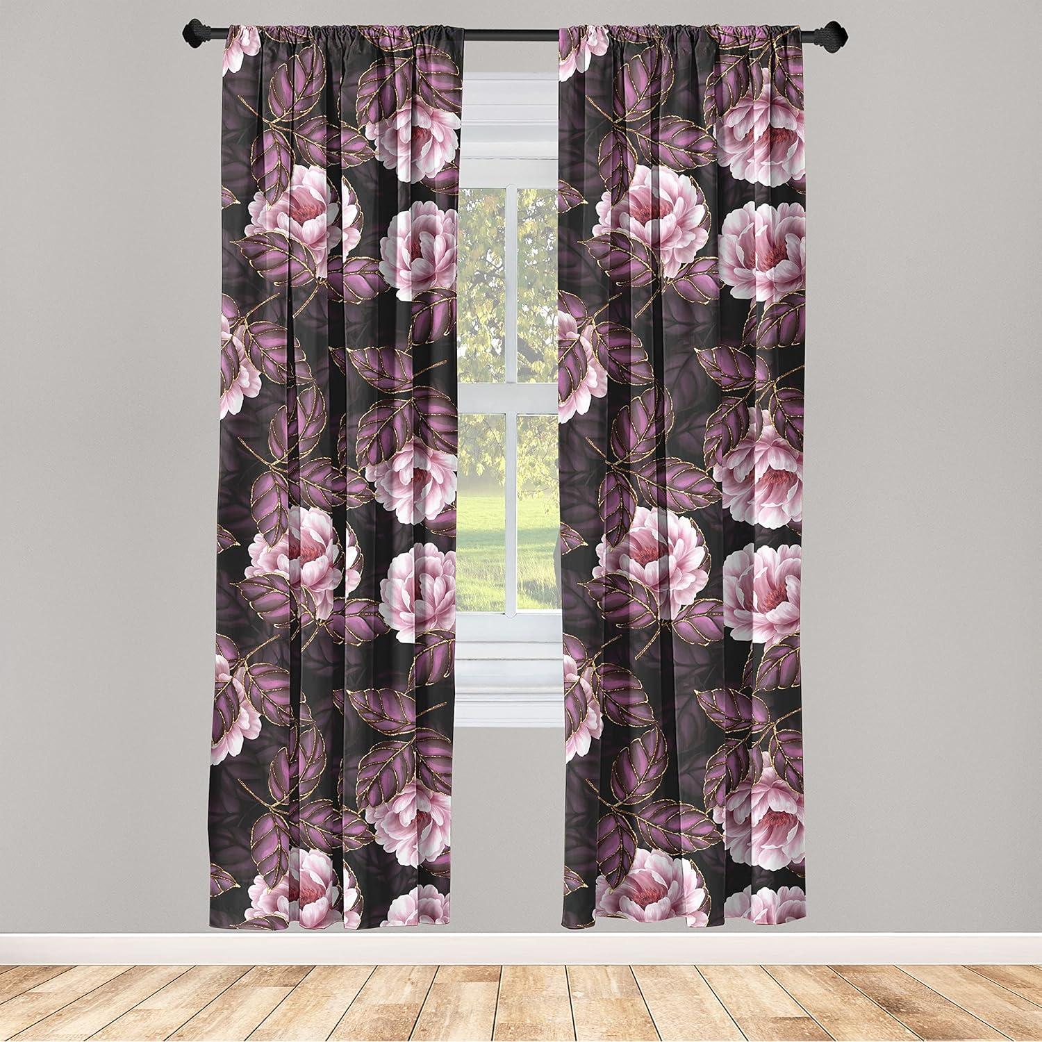 imageAmbesonne Neutral Boho Curtains Grunge Vibes Creamy Colored Forms Pattern Wild Nature Themed Print Window Treatments 2 Panel Set for Living Room Bedroom Pair of 28 x 63 Avocado Green EggshellDark Purple Blush and Plum