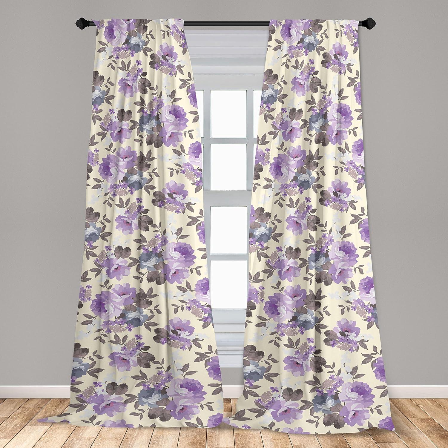 imageAmbesonne Neutral Boho Curtains Grunge Vibes Creamy Colored Forms Pattern Wild Nature Themed Print Window Treatments 2 Panel Set for Living Room Bedroom Pair of 28 x 63 Avocado Green EggshellLavender Champagne
