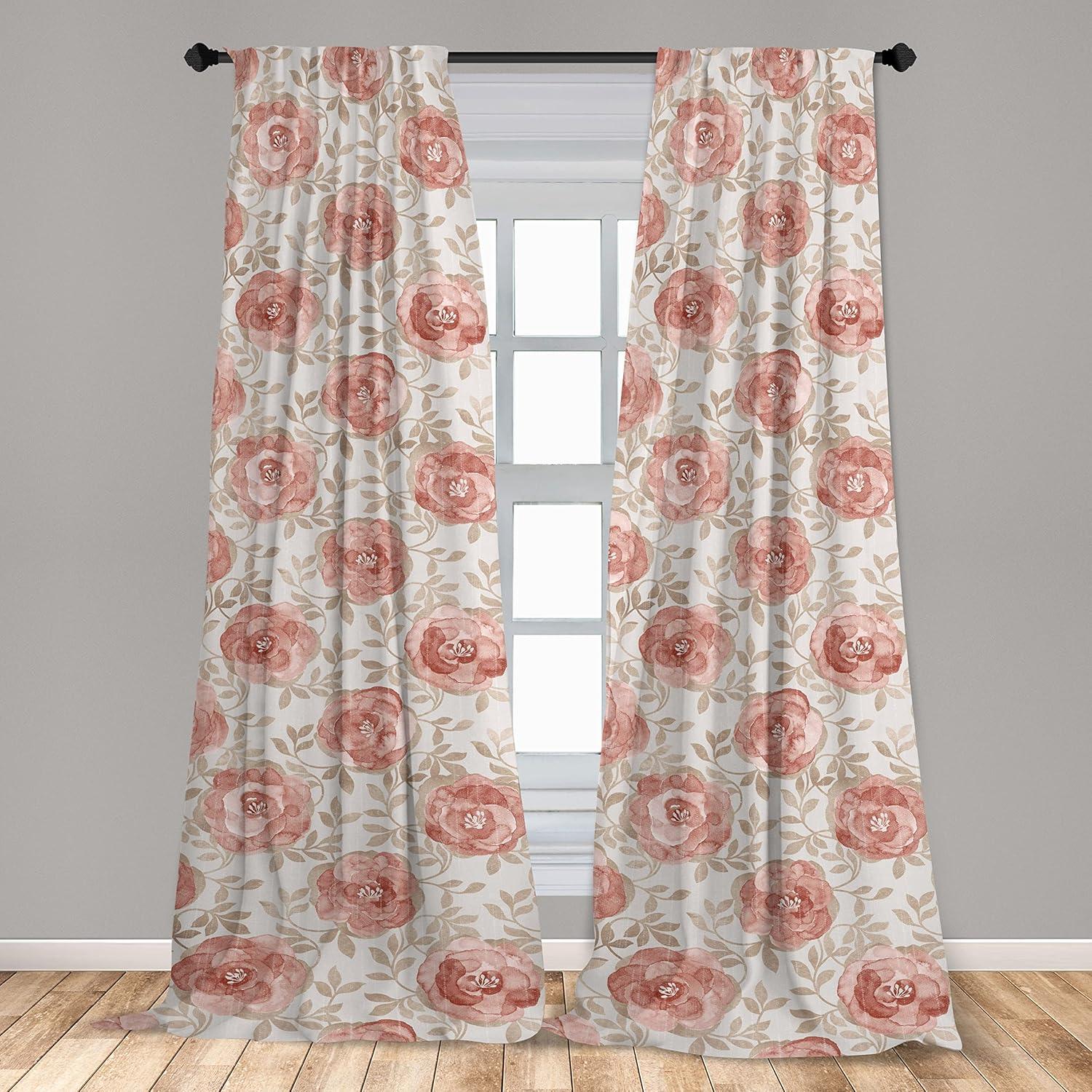 imageAmbesonne Neutral Boho Curtains Grunge Vibes Creamy Colored Forms Pattern Wild Nature Themed Print Window Treatments 2 Panel Set for Living Room Bedroom Pair of 28 x 63 Avocado Green EggshellPale Rose Eggshell