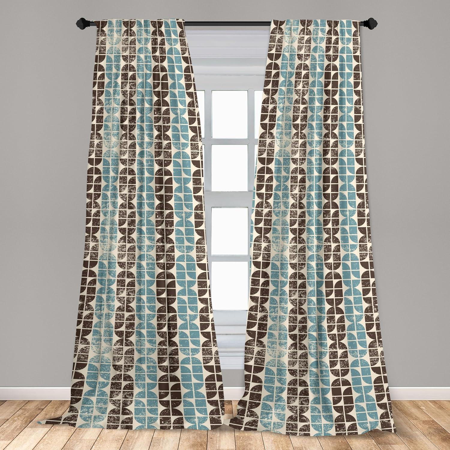imageAmbesonne Neutral Boho Curtains Grunge Vibes Creamy Colored Forms Pattern Wild Nature Themed Print Window Treatments 2 Panel Set for Living Room Bedroom Pair of 28 x 63 Avocado Green EggshellCadet Blue Champagne