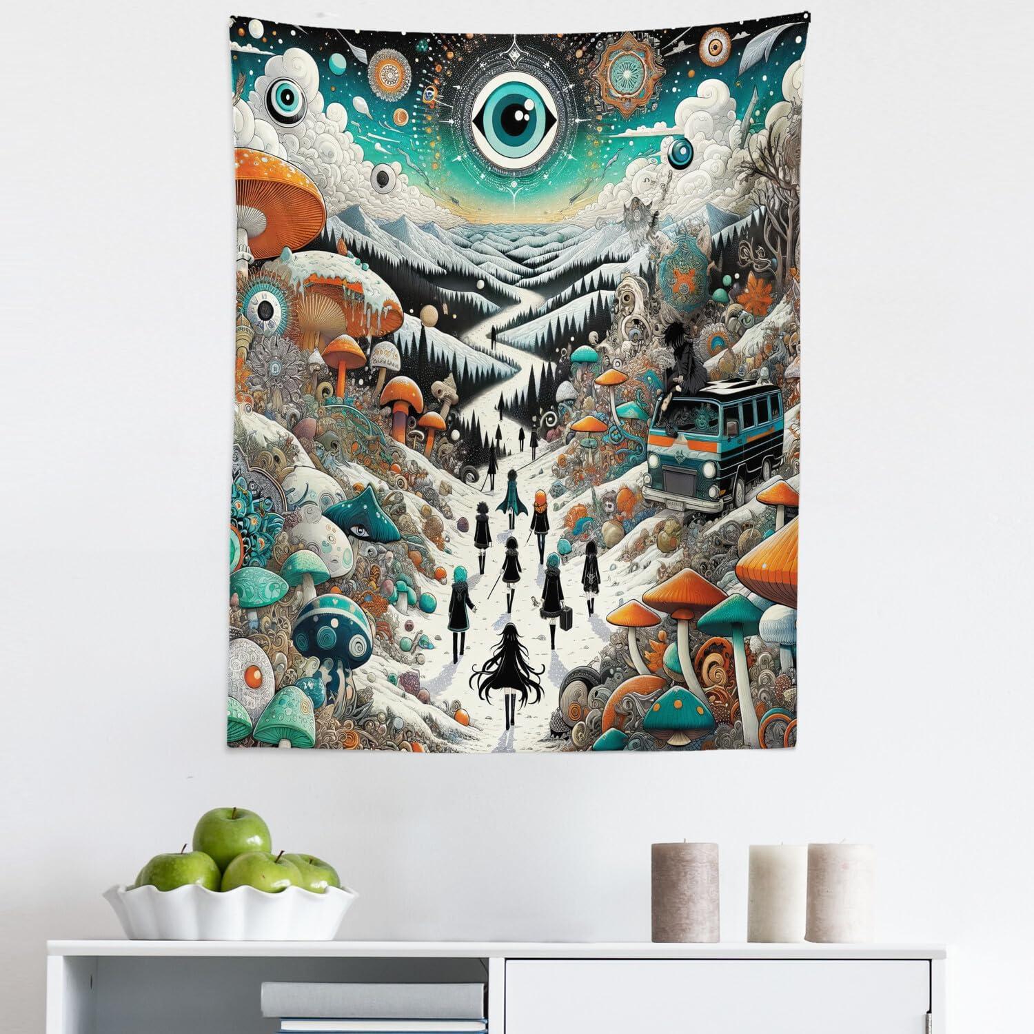 imageAmbesonne Retro Tapestry Angel Greek Muse on NeoClassic Pillars Relic Print Antique Neutral Toned Graphic Print Fabric Wall Hanging Decor for Bedroom Living Room Dorm 23 X 28 WhiteOrange Teal and Sepia