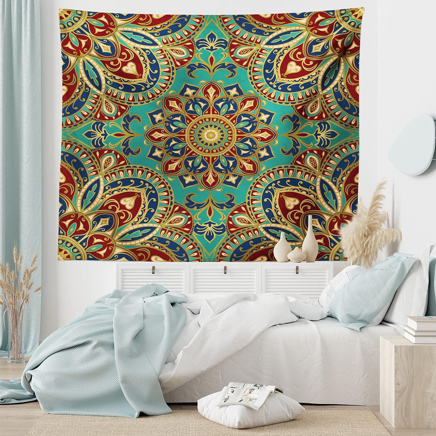 imageAmbesonne Retro Tapestry Angel Greek Muse on NeoClassic Pillars Relic Print Antique Neutral Toned Graphic Print Fabric Wall Hanging Decor for Bedroom Living Room Dorm 23 X 28 WhiteTeal Indigo Ruby