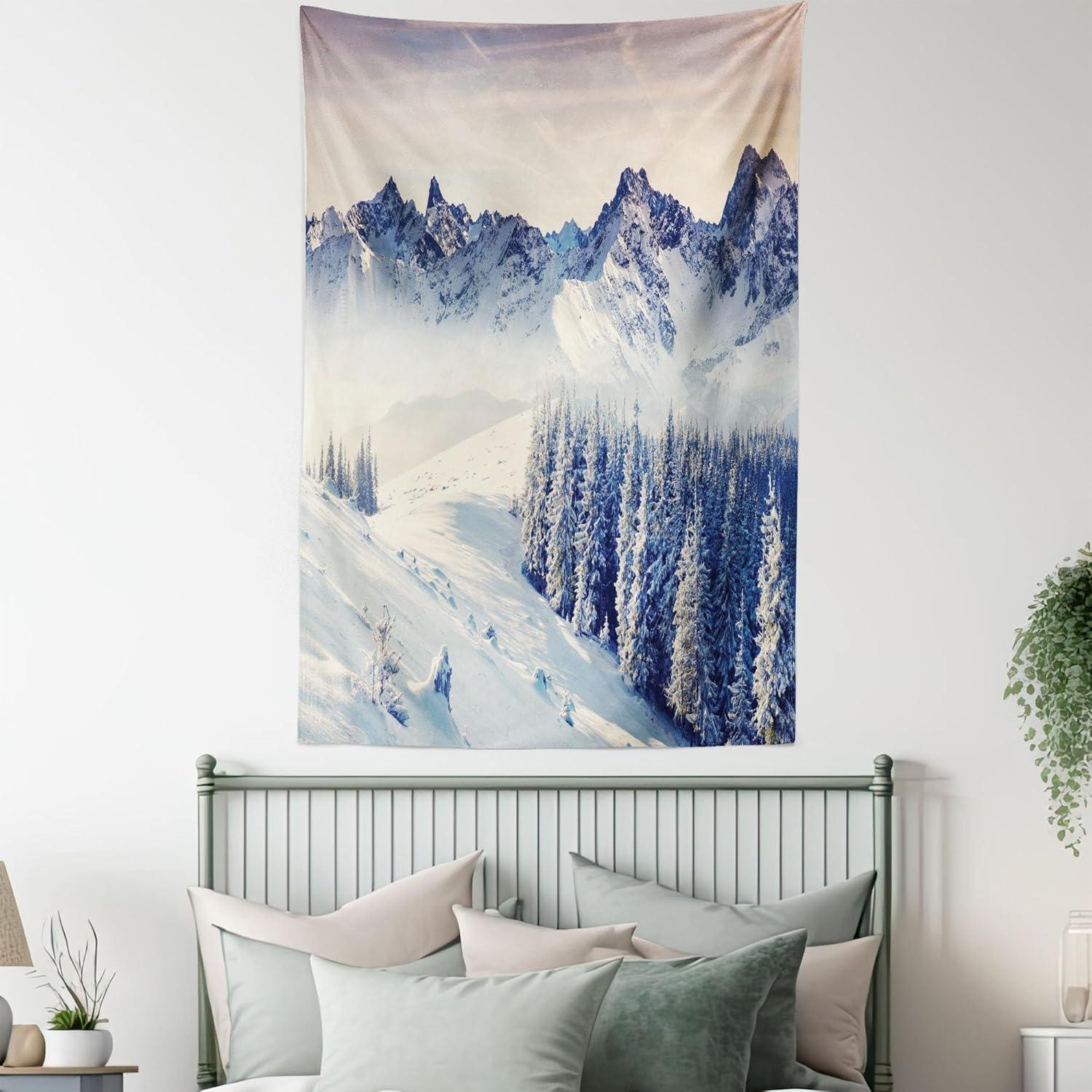 imageAmbesonne Retro Tapestry Angel Greek Muse on NeoClassic Pillars Relic Print Antique Neutral Toned Graphic Print Fabric Wall Hanging Decor for Bedroom Living Room Dorm 23 X 28 WhiteBlue Grey