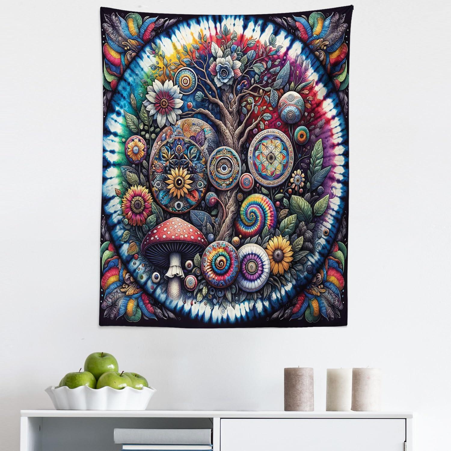 imageAmbesonne Retro Tapestry Angel Greek Muse on NeoClassic Pillars Relic Print Antique Neutral Toned Graphic Print Fabric Wall Hanging Decor for Bedroom Living Room Dorm 23 X 28 WhiteMulticolor Blue