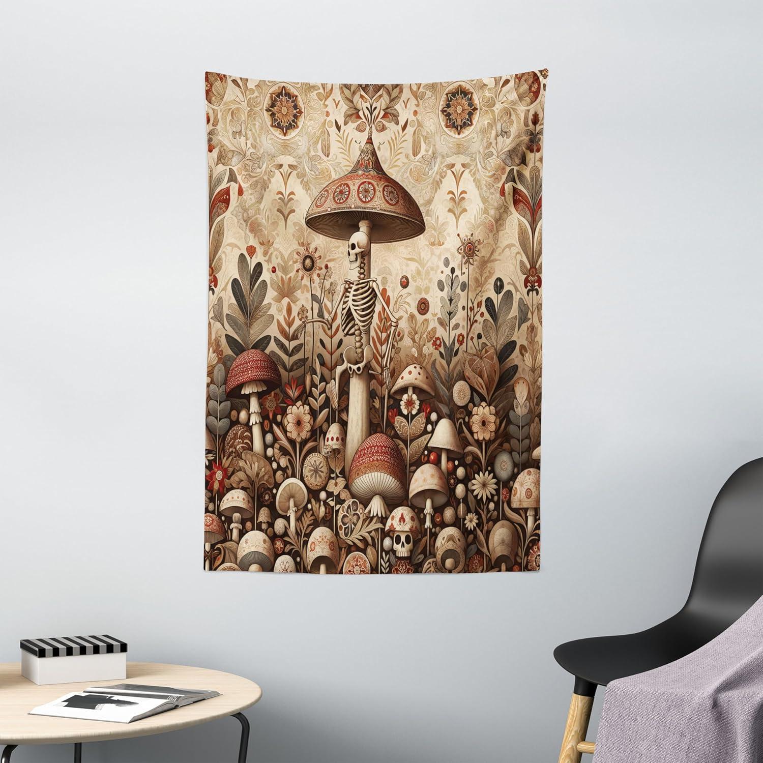 imageAmbesonne Retro Tapestry Angel Greek Muse on NeoClassic Pillars Relic Print Antique Neutral Toned Graphic Print Fabric Wall Hanging Decor for Bedroom Living Room Dorm 23 X 28 WhiteCamel Umber Warm Taupe