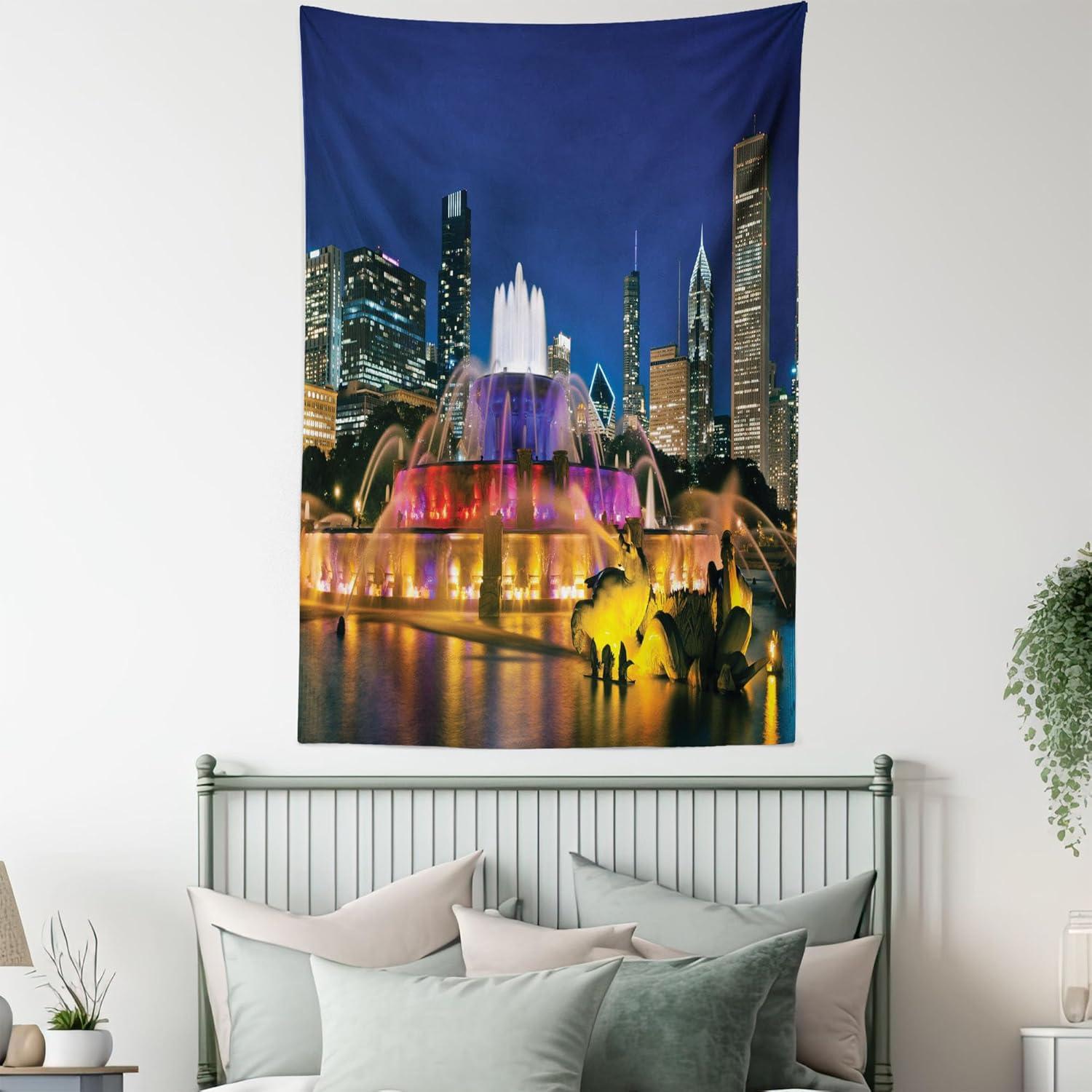 imageAmbesonne Retro Tapestry Angel Greek Muse on NeoClassic Pillars Relic Print Antique Neutral Toned Graphic Print Fabric Wall Hanging Decor for Bedroom Living Room Dorm 23 X 28 WhiteParliament Blue