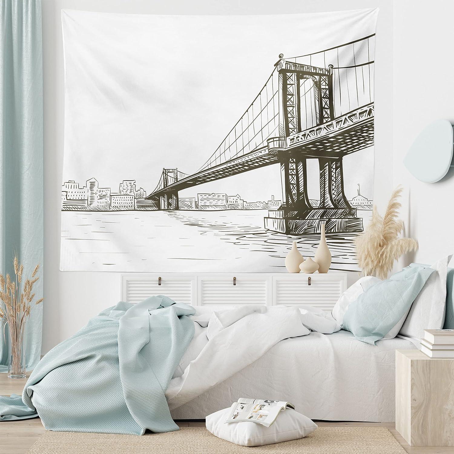 imageAmbesonne Retro Tapestry Angel Greek Muse on NeoClassic Pillars Relic Print Antique Neutral Toned Graphic Print Fabric Wall Hanging Decor for Bedroom Living Room Dorm 23 X 28 WhiteBrown White