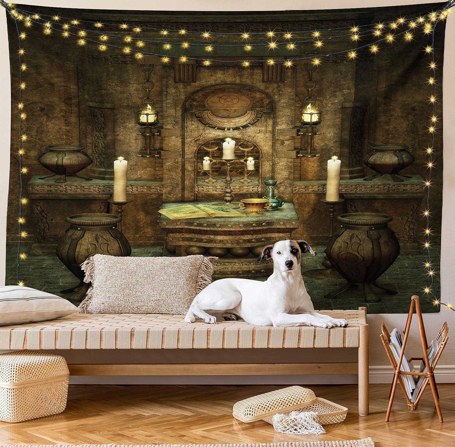 imageAmbesonne Retro Tapestry Angel Greek Muse on NeoClassic Pillars Relic Print Antique Neutral Toned Graphic Print Fabric Wall Hanging Decor for Bedroom Living Room Dorm 23 X 28 WhiteBrown