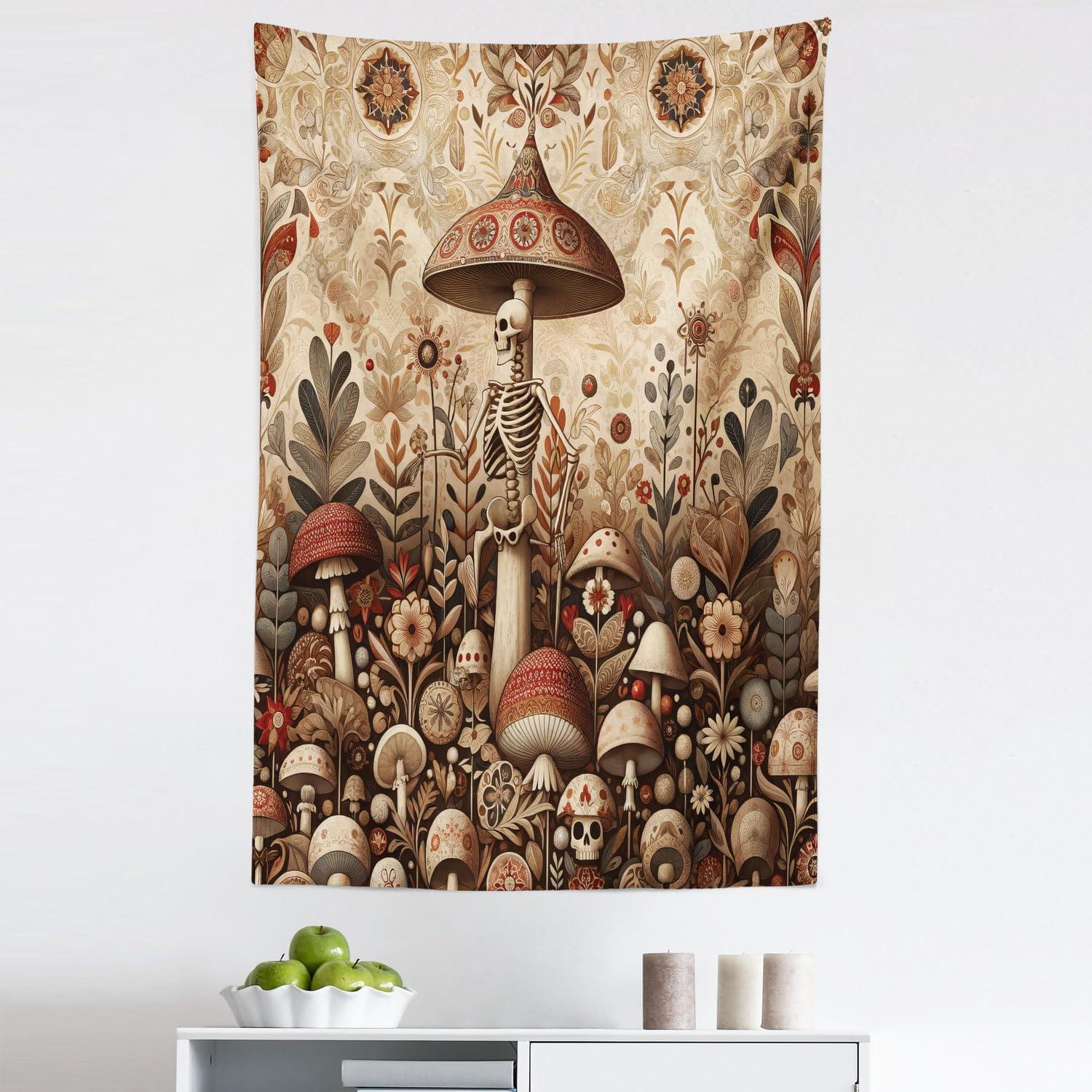 imageAmbesonne Retro Tapestry Angel Greek Muse on NeoClassic Pillars Relic Print Antique Neutral Toned Graphic Print Fabric Wall Hanging Decor for Bedroom Living Room Dorm 23 X 28 WhiteCamel Umber Warm Taupe