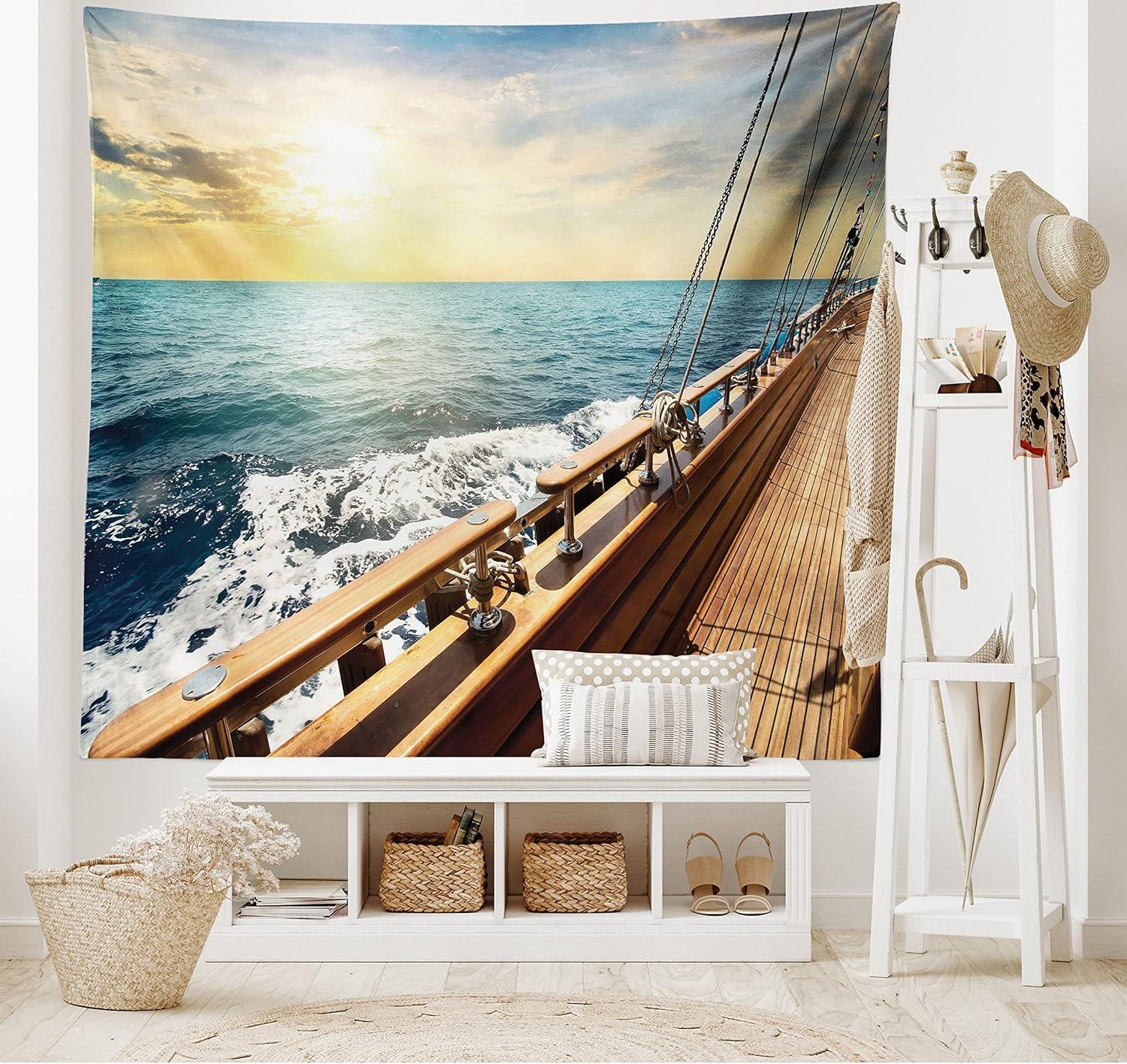 imageAmbesonne Retro Tapestry Angel Greek Muse on NeoClassic Pillars Relic Print Antique Neutral Toned Graphic Print Fabric Wall Hanging Decor for Bedroom Living Room Dorm 23 X 28 WhiteCream Blue