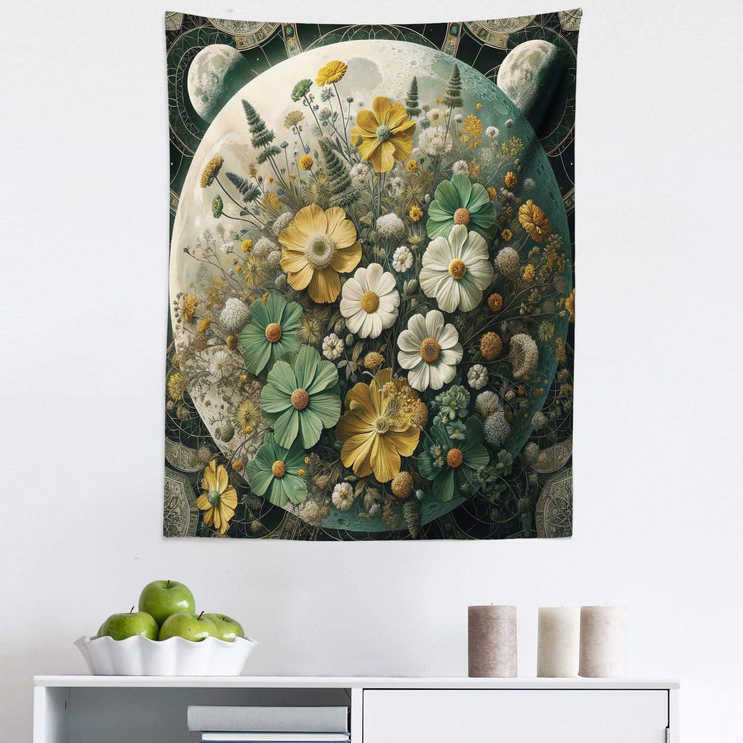 imageAmbesonne Retro Tapestry Angel Greek Muse on NeoClassic Pillars Relic Print Antique Neutral Toned Graphic Print Fabric Wall Hanging Decor for Bedroom Living Room Dorm 23 X 28 WhiteReseda Green Mustard