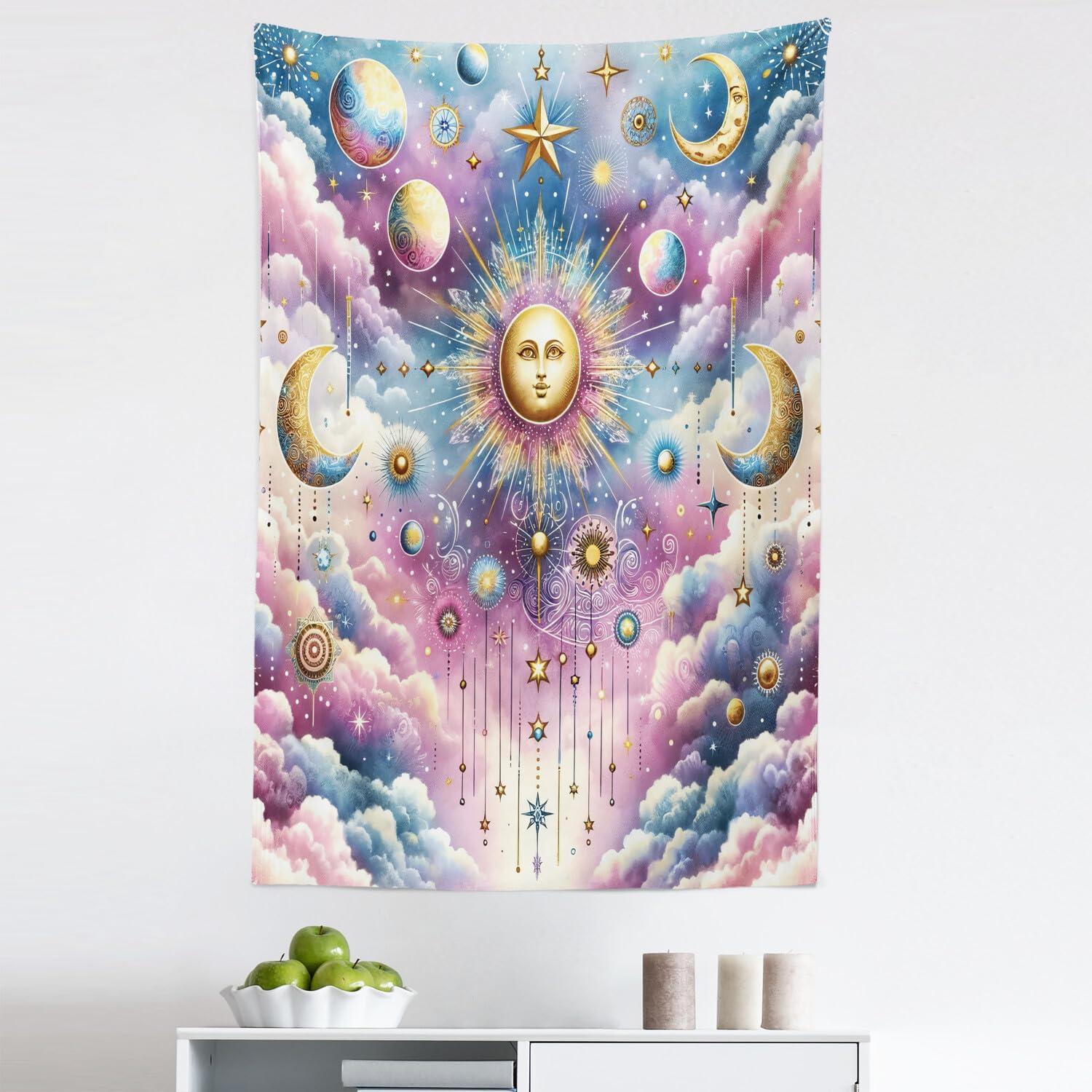 imageAmbesonne Retro Tapestry Angel Greek Muse on NeoClassic Pillars Relic Print Antique Neutral Toned Graphic Print Fabric Wall Hanging Decor for Bedroom Living Room Dorm 23 X 28 WhiteBlue Mustard Pale Purple