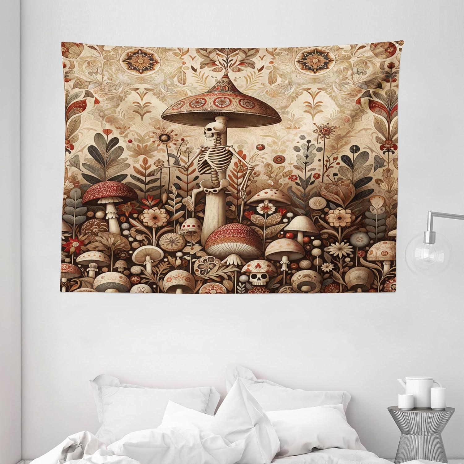 imageAmbesonne Retro Tapestry Angel Greek Muse on NeoClassic Pillars Relic Print Antique Neutral Toned Graphic Print Fabric Wall Hanging Decor for Bedroom Living Room Dorm 23 X 28 WhiteCamel Umber Warm Taupe