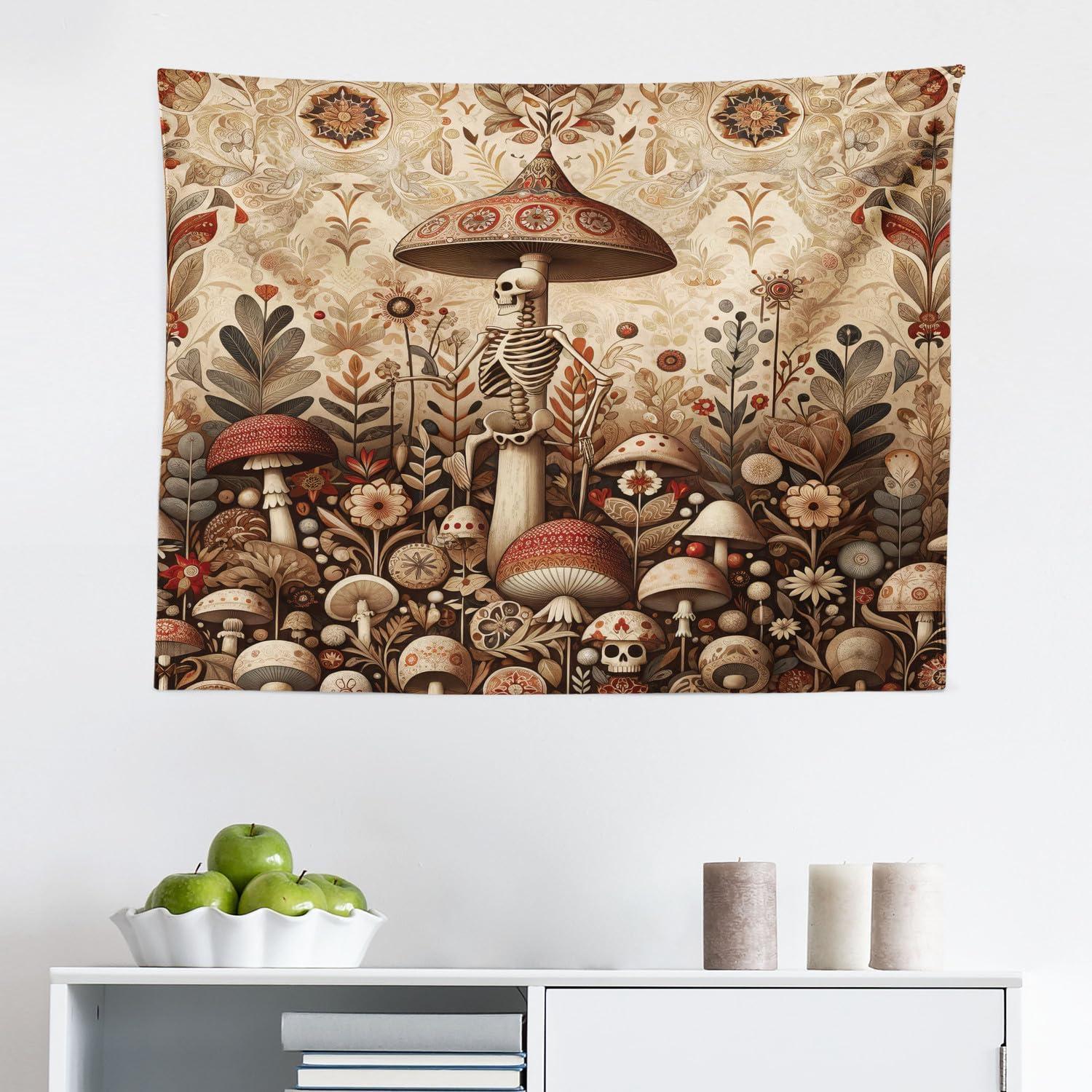 imageAmbesonne Retro Tapestry Angel Greek Muse on NeoClassic Pillars Relic Print Antique Neutral Toned Graphic Print Fabric Wall Hanging Decor for Bedroom Living Room Dorm 23 X 28 WhiteCamel Umber Warm Taupe