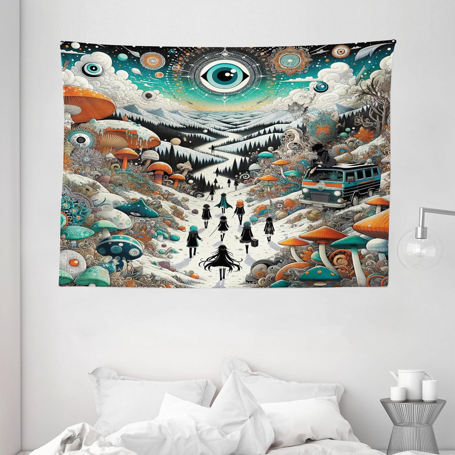 imageAmbesonne Retro Tapestry Angel Greek Muse on NeoClassic Pillars Relic Print Antique Neutral Toned Graphic Print Fabric Wall Hanging Decor for Bedroom Living Room Dorm 23 X 28 WhiteOrange Teal and Sepia