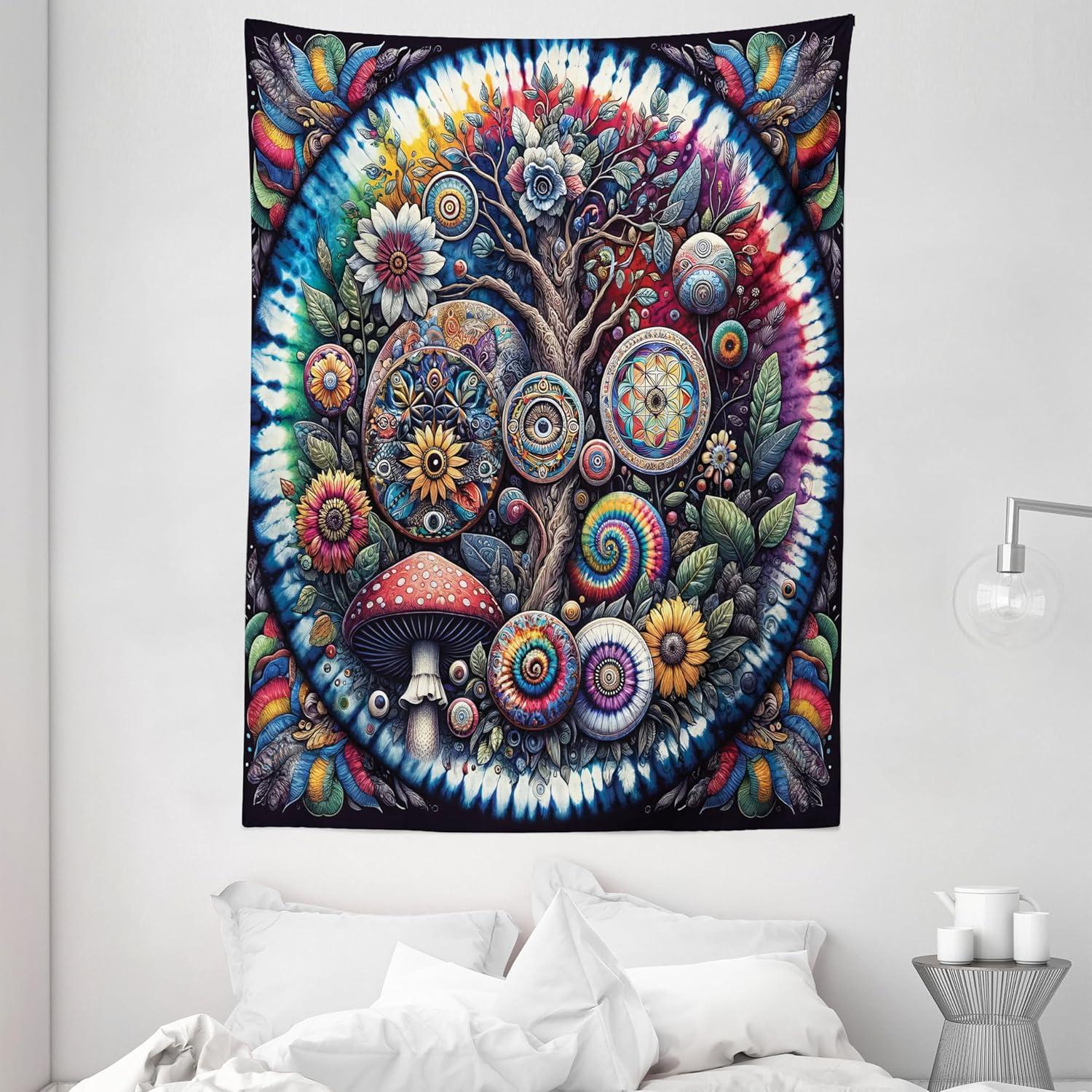 imageAmbesonne Retro Tapestry Angel Greek Muse on NeoClassic Pillars Relic Print Antique Neutral Toned Graphic Print Fabric Wall Hanging Decor for Bedroom Living Room Dorm 23 X 28 WhiteMulticolor Blue