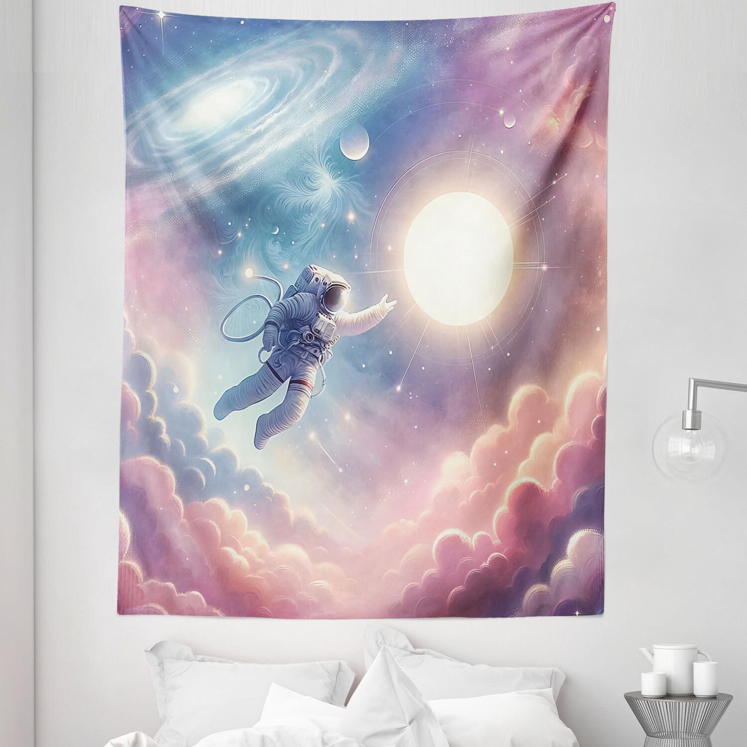 imageAmbesonne Retro Tapestry Angel Greek Muse on NeoClassic Pillars Relic Print Antique Neutral Toned Graphic Print Fabric Wall Hanging Decor for Bedroom Living Room Dorm 23 X 28 WhitePink Blue and Lilac