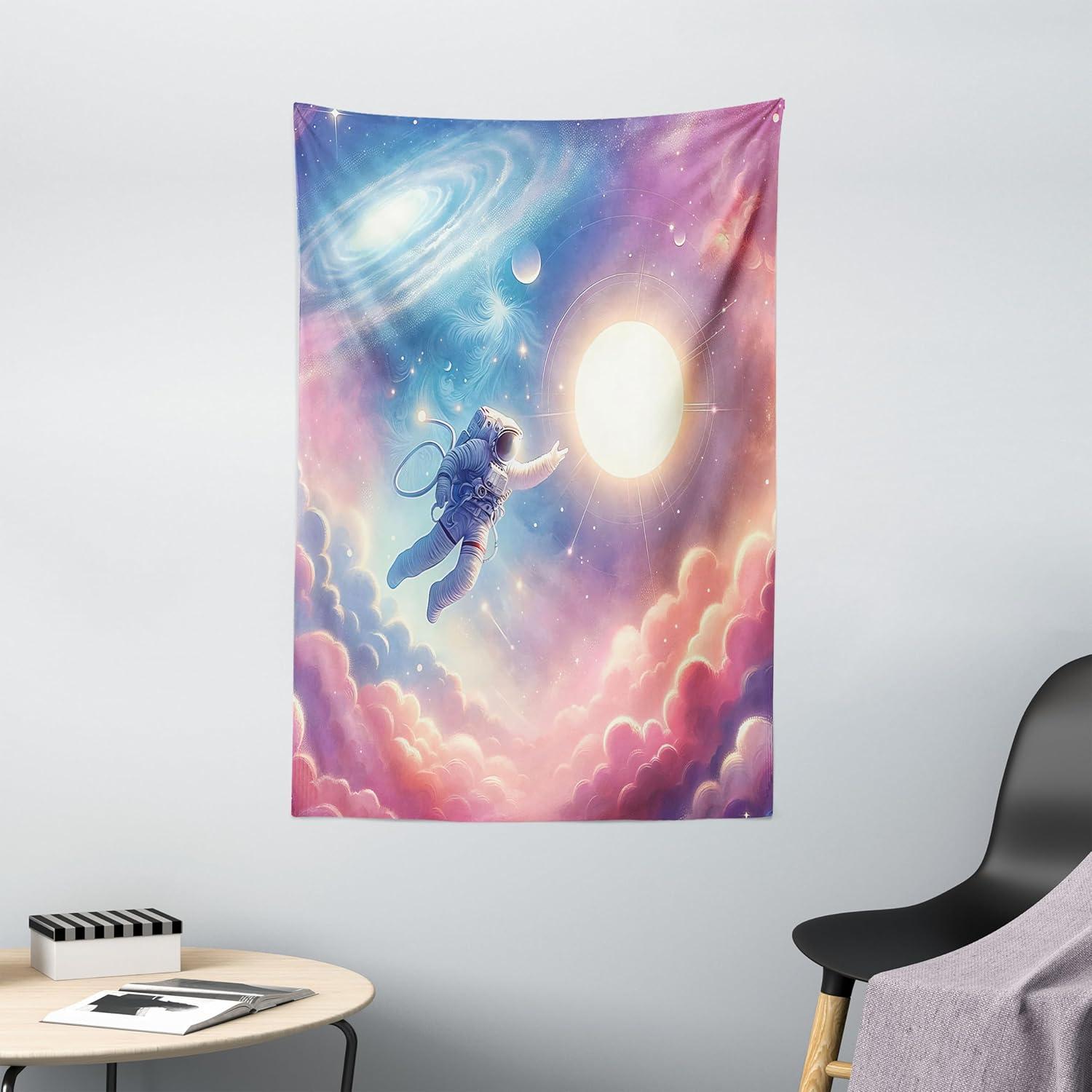imageAmbesonne Retro Tapestry Angel Greek Muse on NeoClassic Pillars Relic Print Antique Neutral Toned Graphic Print Fabric Wall Hanging Decor for Bedroom Living Room Dorm 23 X 28 WhitePink Blue and Lilac