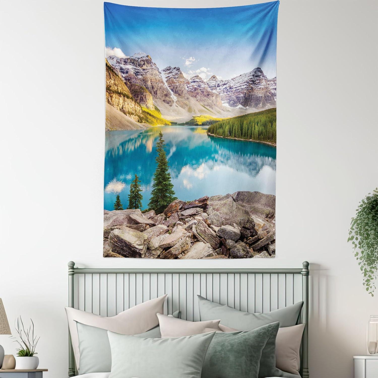 imageAmbesonne Retro Tapestry Angel Greek Muse on NeoClassic Pillars Relic Print Antique Neutral Toned Graphic Print Fabric Wall Hanging Decor for Bedroom Living Room Dorm 23 X 28 WhiteBlue Green Grey