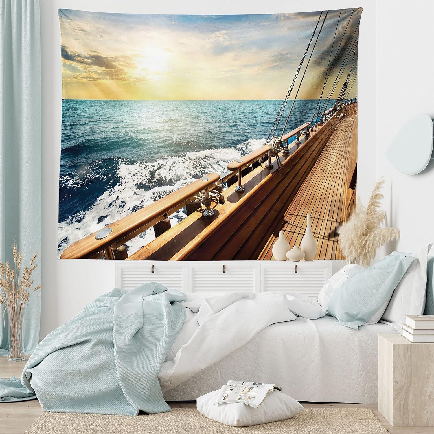 imageAmbesonne Retro Tapestry Angel Greek Muse on NeoClassic Pillars Relic Print Antique Neutral Toned Graphic Print Fabric Wall Hanging Decor for Bedroom Living Room Dorm 23 X 28 WhiteCream Blue