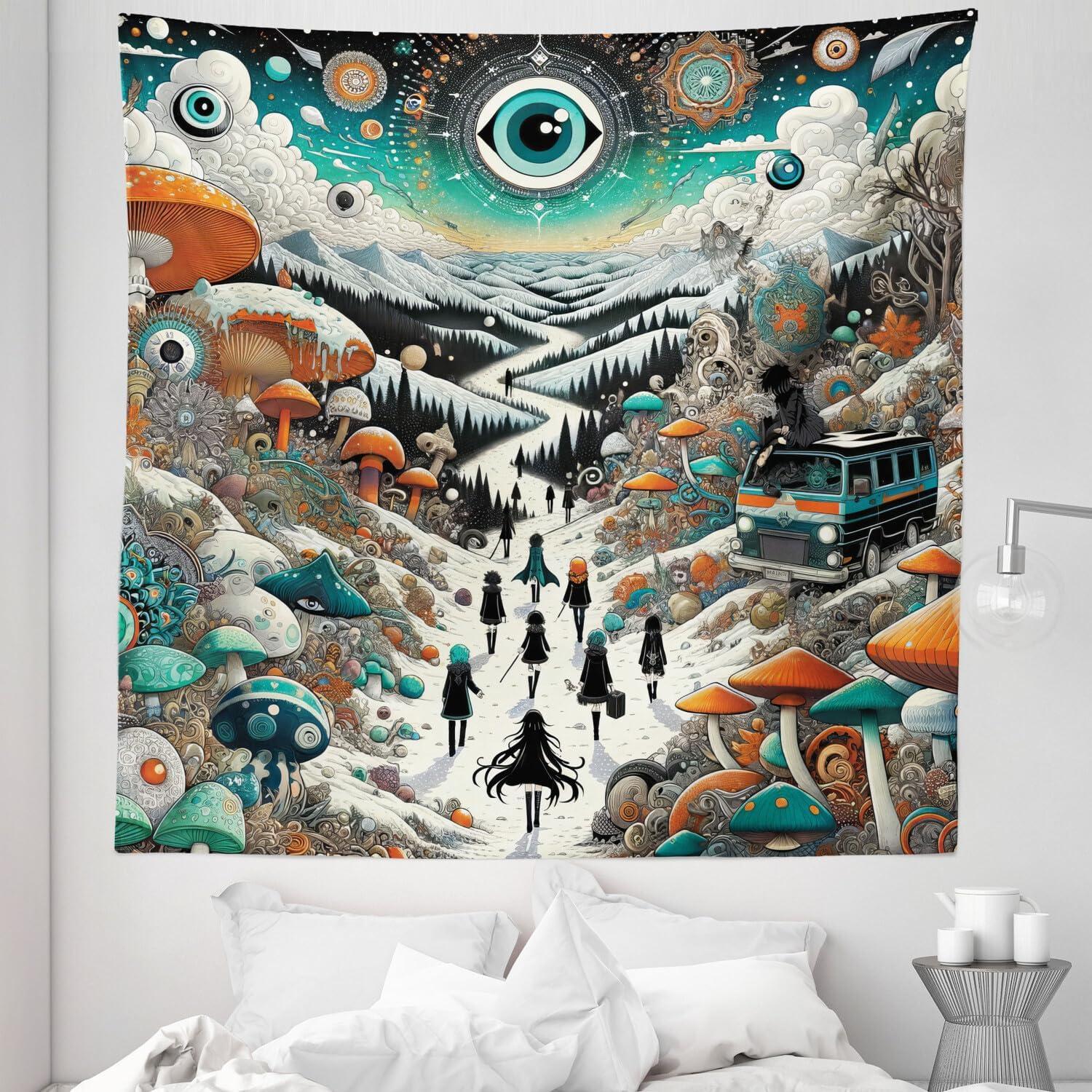 imageAmbesonne Retro Tapestry Angel Greek Muse on NeoClassic Pillars Relic Print Antique Neutral Toned Graphic Print Fabric Wall Hanging Decor for Bedroom Living Room Dorm 23 X 28 WhiteOrange Teal and Sepia