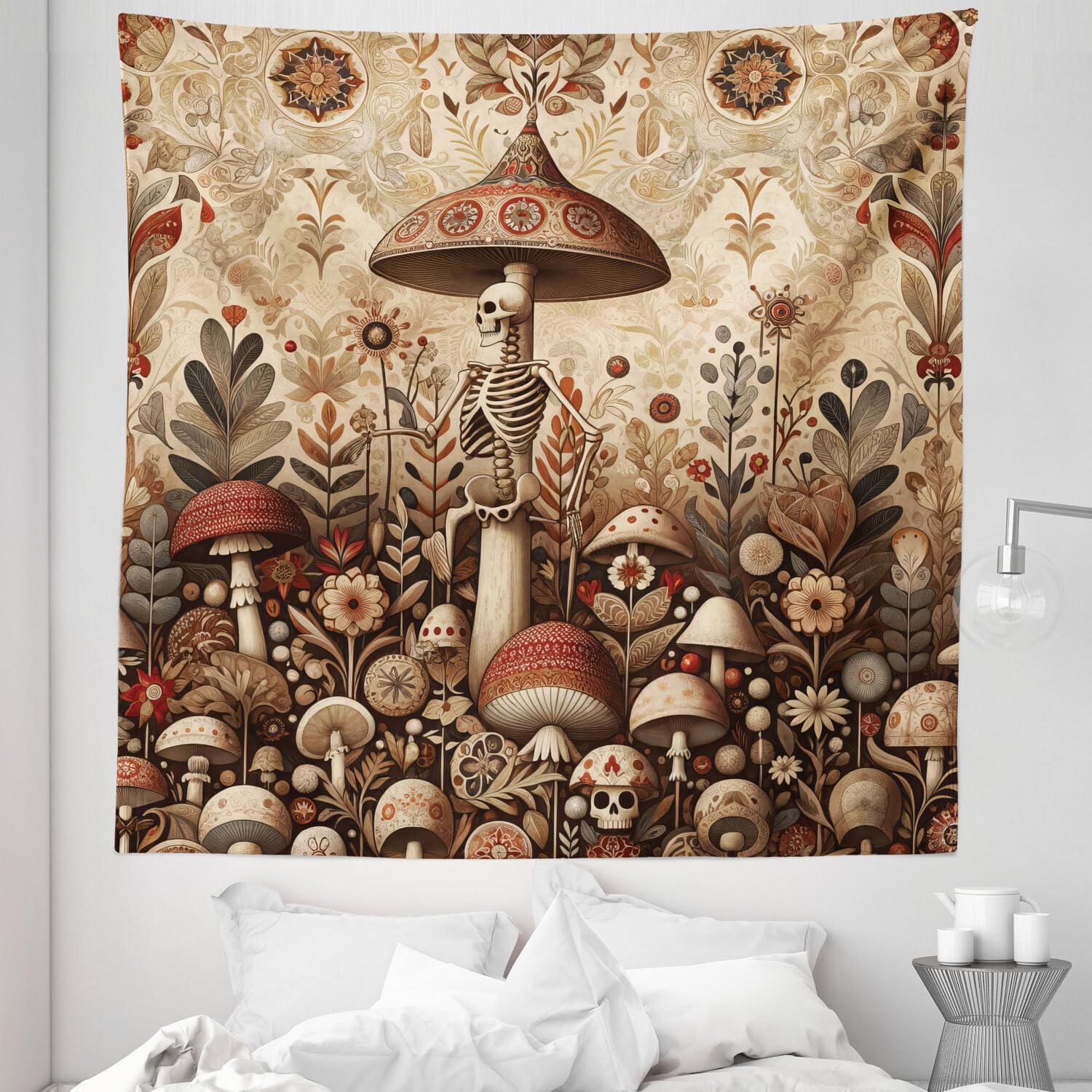 imageAmbesonne Retro Tapestry Angel Greek Muse on NeoClassic Pillars Relic Print Antique Neutral Toned Graphic Print Fabric Wall Hanging Decor for Bedroom Living Room Dorm 23 X 28 WhiteCamel Umber Warm Taupe