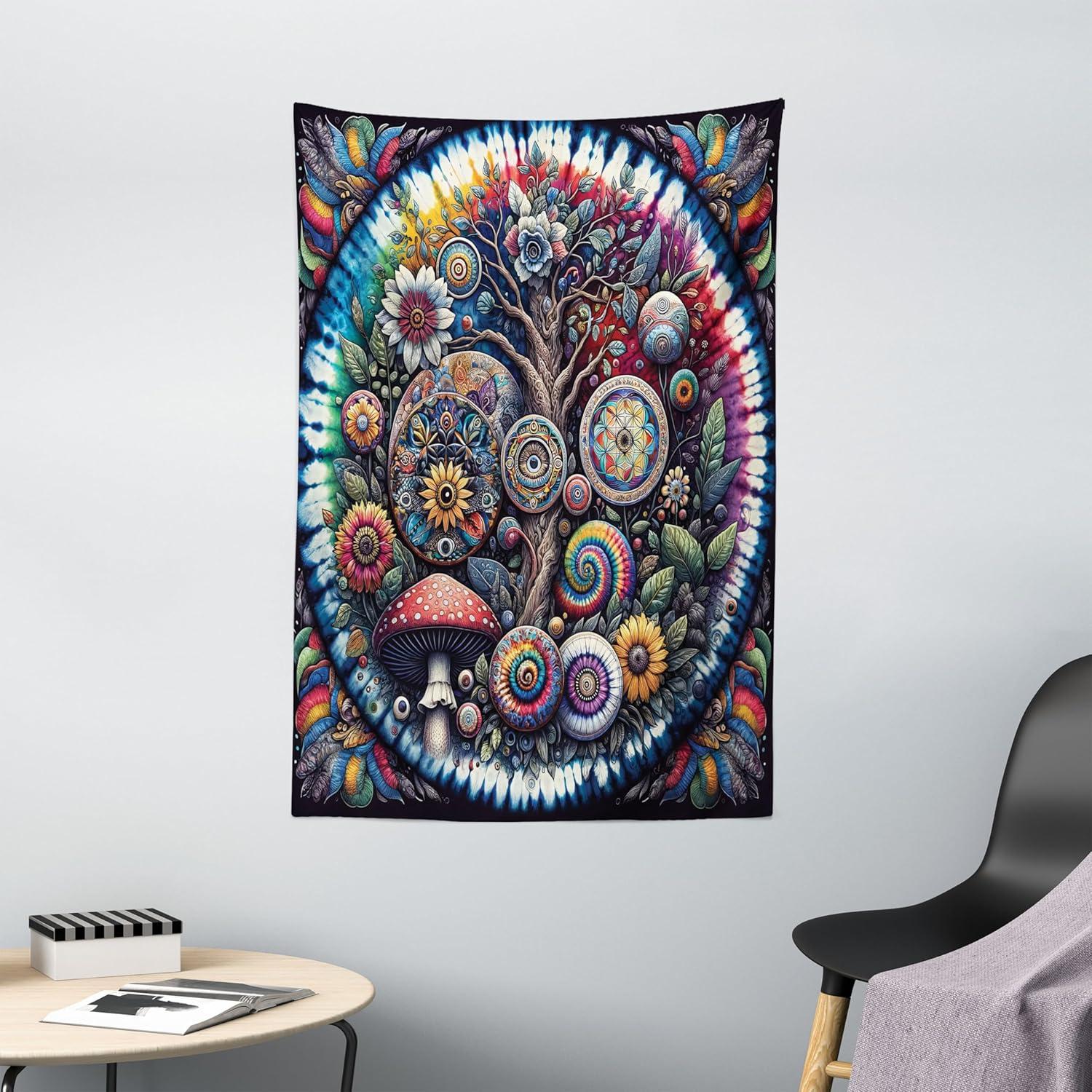 imageAmbesonne Retro Tapestry Angel Greek Muse on NeoClassic Pillars Relic Print Antique Neutral Toned Graphic Print Fabric Wall Hanging Decor for Bedroom Living Room Dorm 23 X 28 WhiteMulticolor Blue