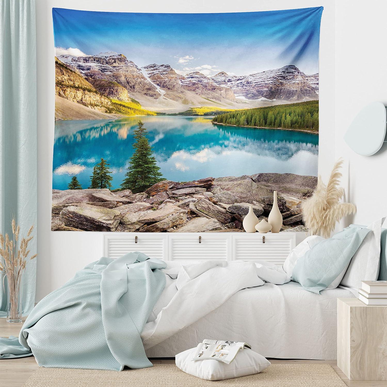imageAmbesonne Retro Tapestry Angel Greek Muse on NeoClassic Pillars Relic Print Antique Neutral Toned Graphic Print Fabric Wall Hanging Decor for Bedroom Living Room Dorm 23 X 28 WhiteBlue Green Grey
