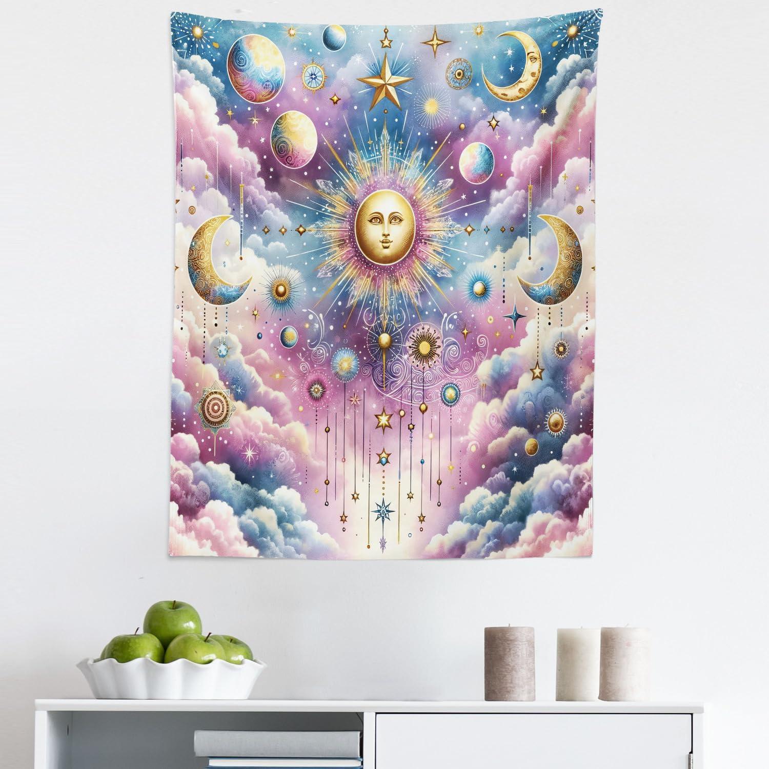 imageAmbesonne Retro Tapestry Angel Greek Muse on NeoClassic Pillars Relic Print Antique Neutral Toned Graphic Print Fabric Wall Hanging Decor for Bedroom Living Room Dorm 23 X 28 WhiteBlue Mustard Pale Purple