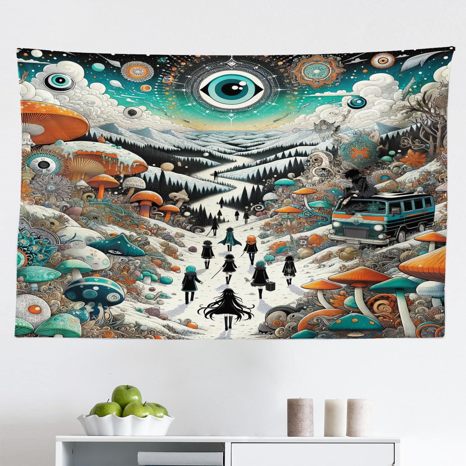 imageAmbesonne Retro Tapestry Angel Greek Muse on NeoClassic Pillars Relic Print Antique Neutral Toned Graphic Print Fabric Wall Hanging Decor for Bedroom Living Room Dorm 23 X 28 WhiteOrange Teal and Sepia