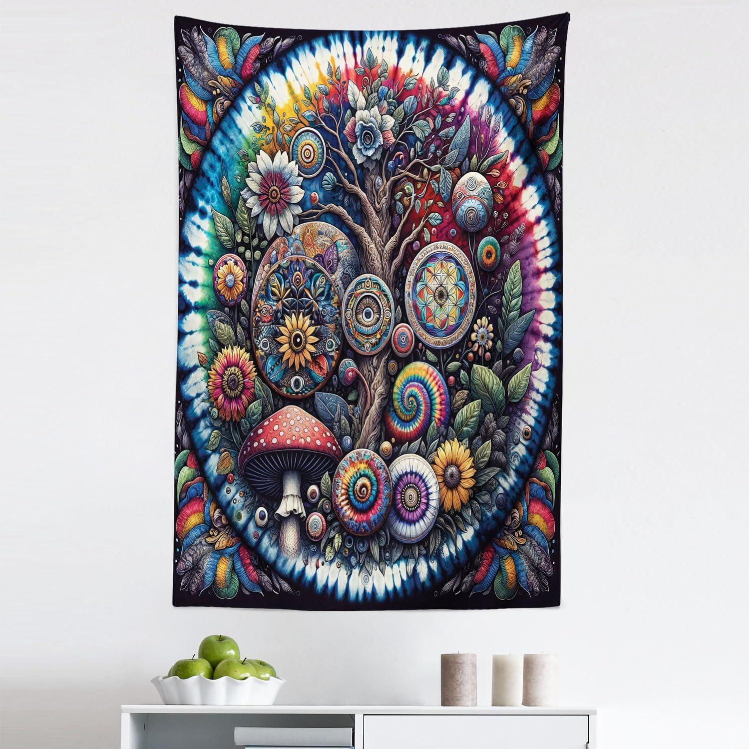 imageAmbesonne Retro Tapestry Angel Greek Muse on NeoClassic Pillars Relic Print Antique Neutral Toned Graphic Print Fabric Wall Hanging Decor for Bedroom Living Room Dorm 23 X 28 WhiteMulticolor Blue