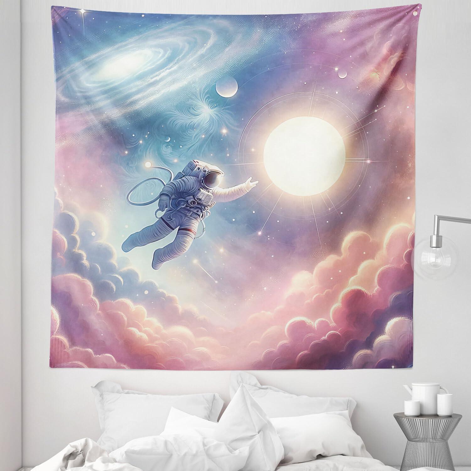 imageAmbesonne Retro Tapestry Angel Greek Muse on NeoClassic Pillars Relic Print Antique Neutral Toned Graphic Print Fabric Wall Hanging Decor for Bedroom Living Room Dorm 23 X 28 WhitePink Blue and Lilac