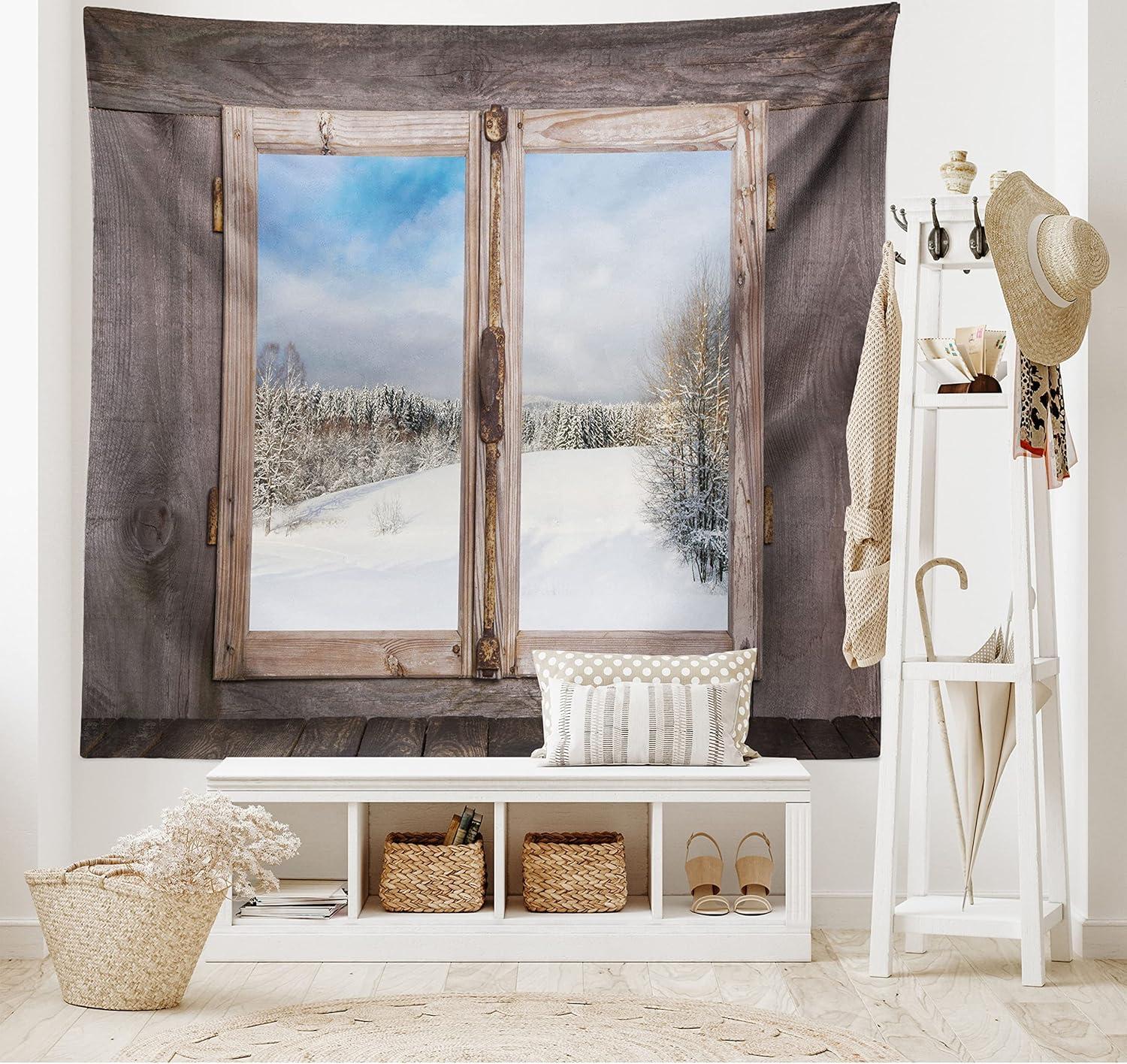 imageAmbesonne Retro Tapestry Angel Greek Muse on NeoClassic Pillars Relic Print Antique Neutral Toned Graphic Print Fabric Wall Hanging Decor for Bedroom Living Room Dorm 23 X 28 WhiteUmber White Blue