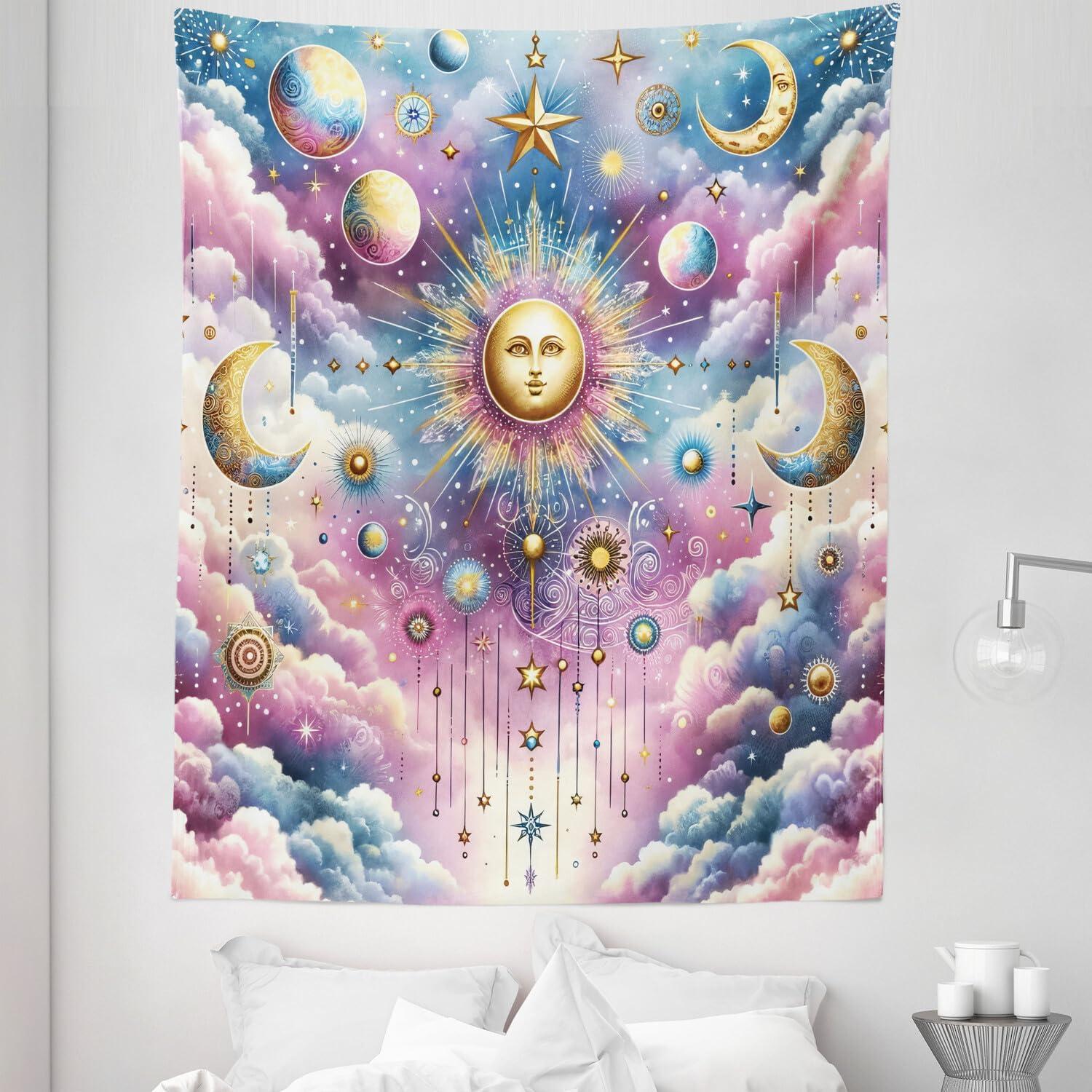 imageAmbesonne Retro Tapestry Angel Greek Muse on NeoClassic Pillars Relic Print Antique Neutral Toned Graphic Print Fabric Wall Hanging Decor for Bedroom Living Room Dorm 23 X 28 WhiteBlue Mustard Pale Purple