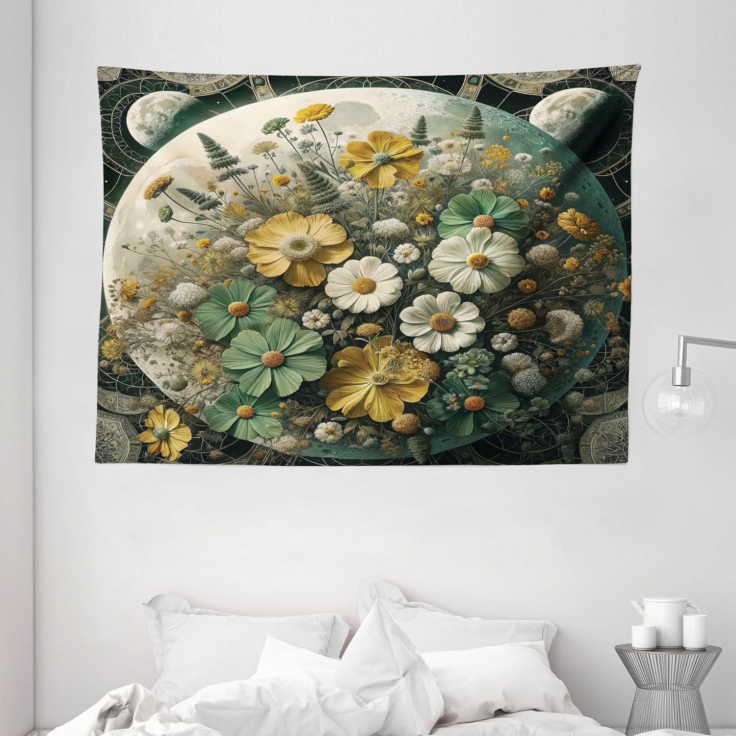 imageAmbesonne Retro Tapestry Angel Greek Muse on NeoClassic Pillars Relic Print Antique Neutral Toned Graphic Print Fabric Wall Hanging Decor for Bedroom Living Room Dorm 23 X 28 WhiteReseda Green Mustard