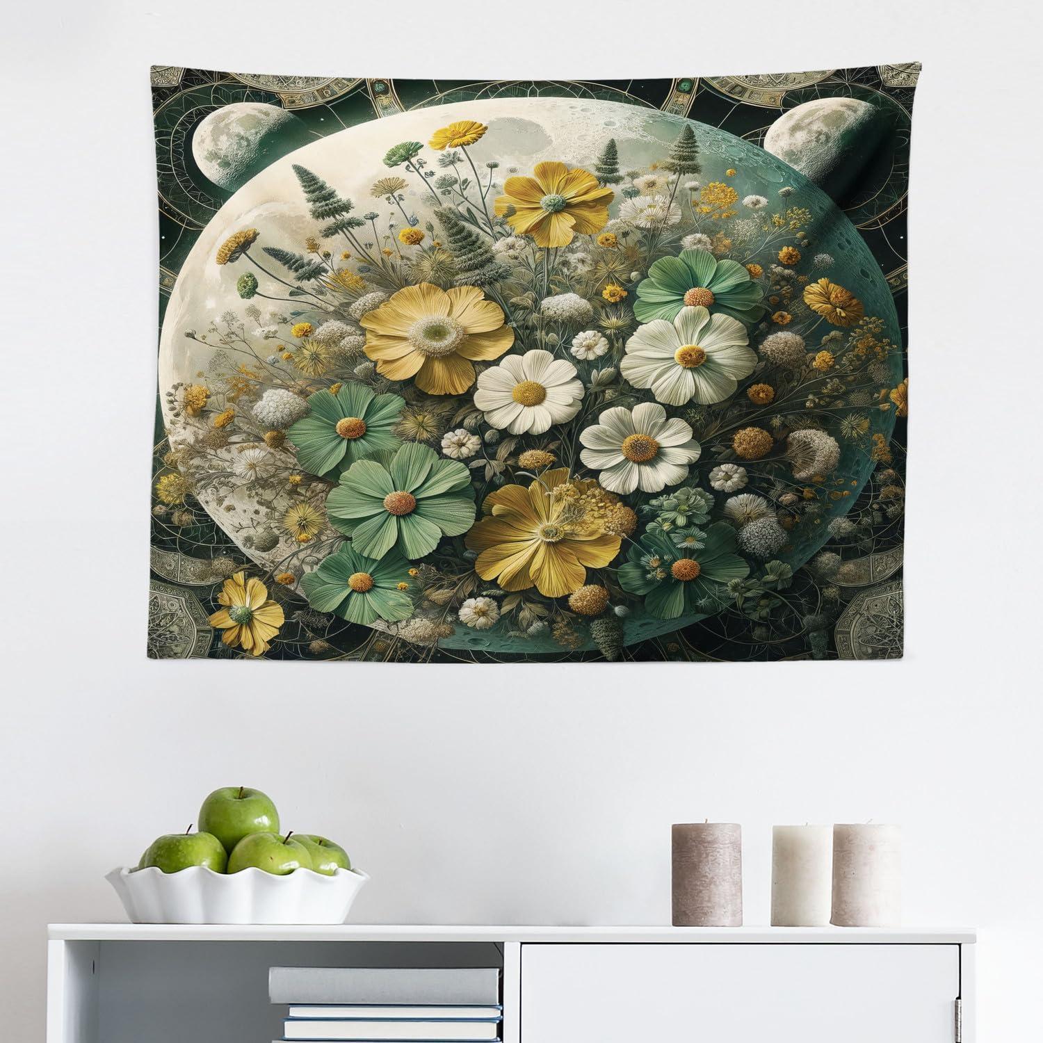 imageAmbesonne Retro Tapestry Angel Greek Muse on NeoClassic Pillars Relic Print Antique Neutral Toned Graphic Print Fabric Wall Hanging Decor for Bedroom Living Room Dorm 23 X 28 WhiteReseda Green Mustard