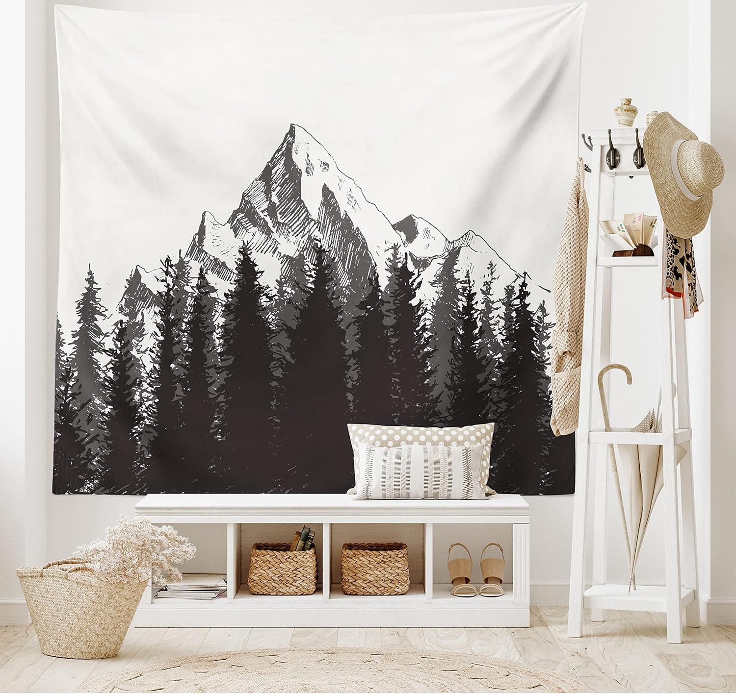 imageAmbesonne Retro Tapestry Angel Greek Muse on NeoClassic Pillars Relic Print Antique Neutral Toned Graphic Print Fabric Wall Hanging Decor for Bedroom Living Room Dorm 23 X 28 WhiteDimgrey