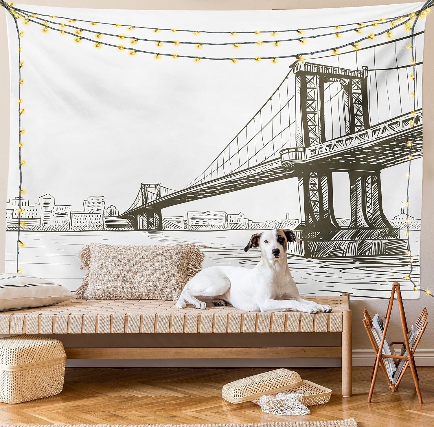 imageAmbesonne Retro Tapestry Angel Greek Muse on NeoClassic Pillars Relic Print Antique Neutral Toned Graphic Print Fabric Wall Hanging Decor for Bedroom Living Room Dorm 23 X 28 WhiteBrown White