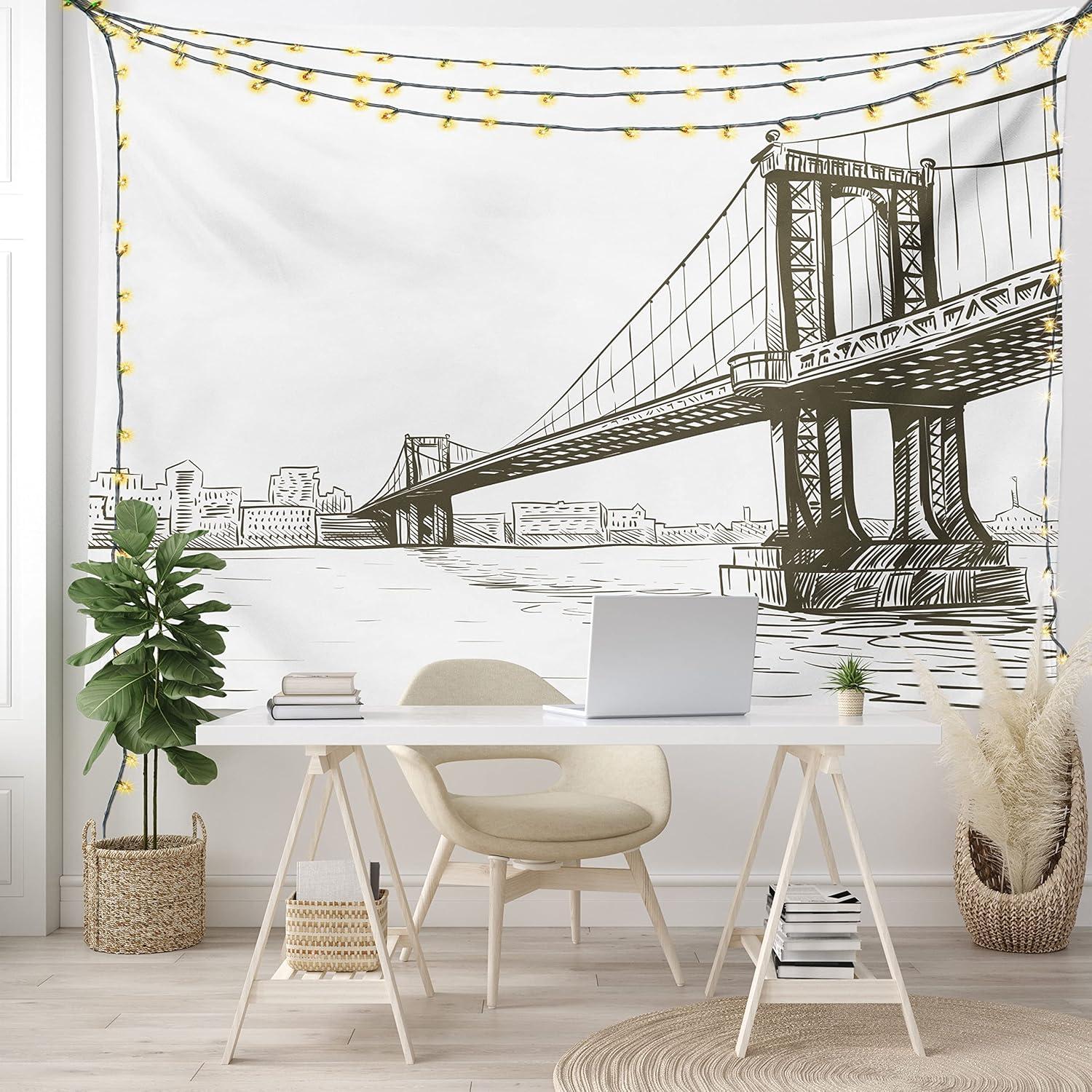 imageAmbesonne Retro Tapestry Angel Greek Muse on NeoClassic Pillars Relic Print Antique Neutral Toned Graphic Print Fabric Wall Hanging Decor for Bedroom Living Room Dorm 23 X 28 WhiteBrown White