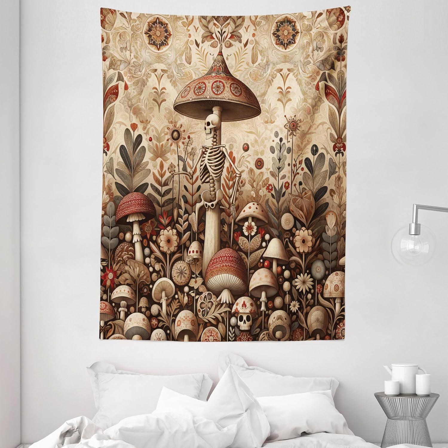 imageAmbesonne Retro Tapestry Angel Greek Muse on NeoClassic Pillars Relic Print Antique Neutral Toned Graphic Print Fabric Wall Hanging Decor for Bedroom Living Room Dorm 23 X 28 WhiteCamel Umber Warm Taupe