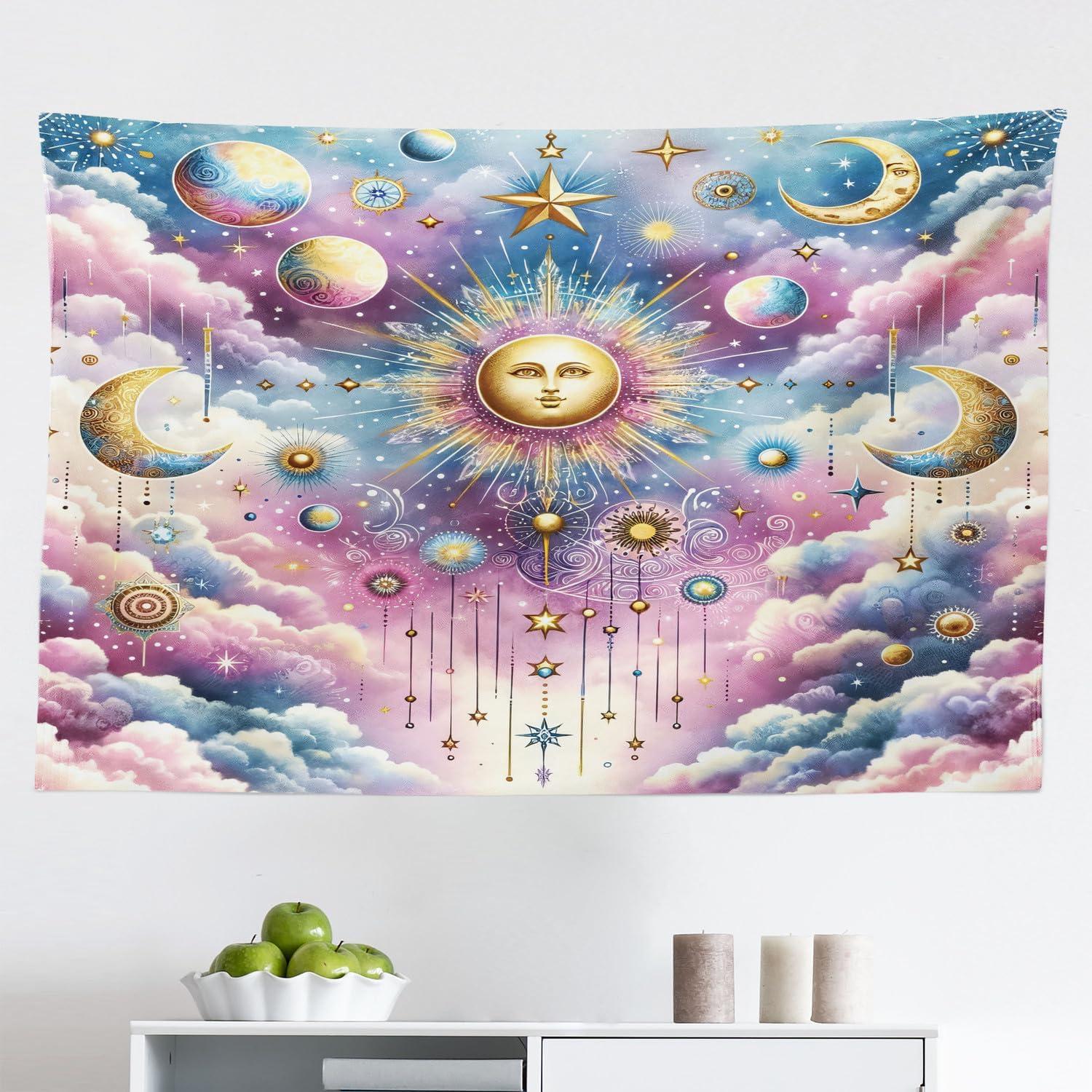 imageAmbesonne Retro Tapestry Angel Greek Muse on NeoClassic Pillars Relic Print Antique Neutral Toned Graphic Print Fabric Wall Hanging Decor for Bedroom Living Room Dorm 23 X 28 WhiteBlue Mustard Pale Purple