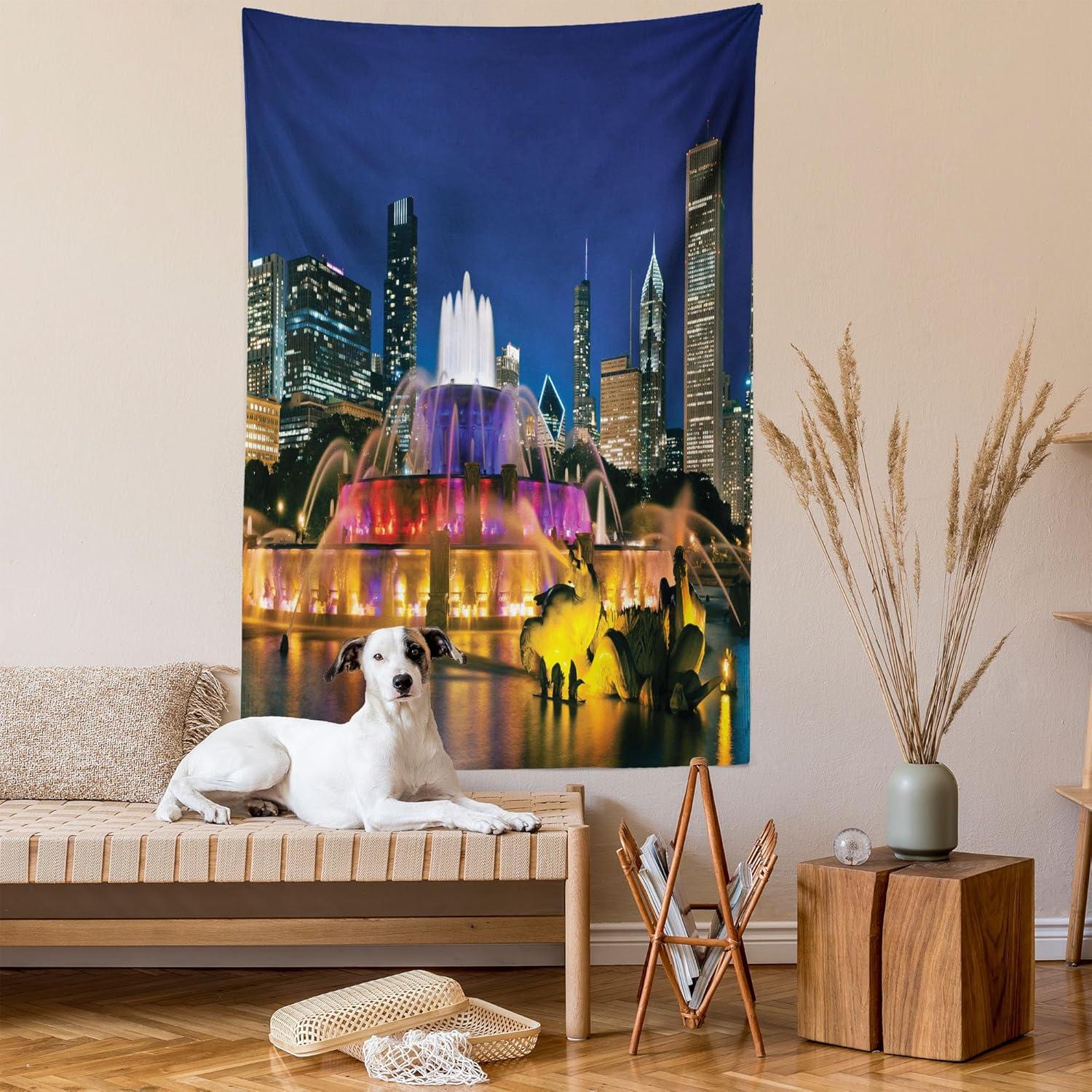 imageAmbesonne Retro Tapestry Angel Greek Muse on NeoClassic Pillars Relic Print Antique Neutral Toned Graphic Print Fabric Wall Hanging Decor for Bedroom Living Room Dorm 23 X 28 WhiteParliament Blue