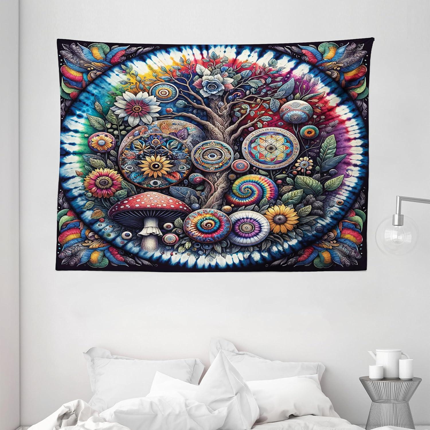 imageAmbesonne Retro Tapestry Angel Greek Muse on NeoClassic Pillars Relic Print Antique Neutral Toned Graphic Print Fabric Wall Hanging Decor for Bedroom Living Room Dorm 23 X 28 WhiteMulticolor Blue
