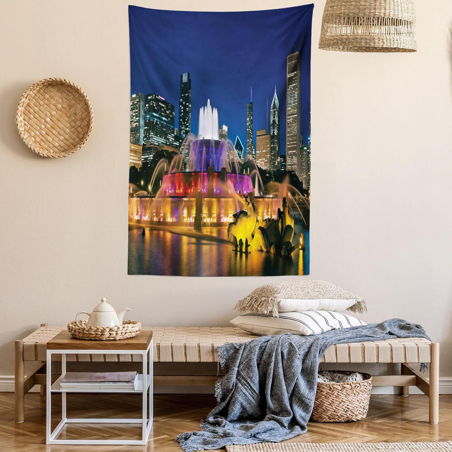 imageAmbesonne Retro Tapestry Angel Greek Muse on NeoClassic Pillars Relic Print Antique Neutral Toned Graphic Print Fabric Wall Hanging Decor for Bedroom Living Room Dorm 23 X 28 WhiteParliament Blue